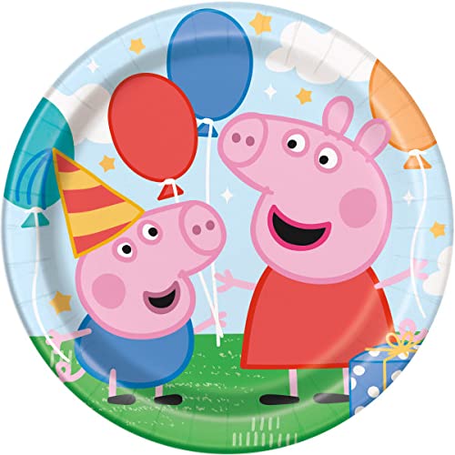 Peppa Pig Birthday Party Supplies Set for 16 Guests - Includes 16 Plates, 16 Napkins & Dinosaur Stickers | Perfect for Kids' Birthday Parties, Baby Showers & Themed Events