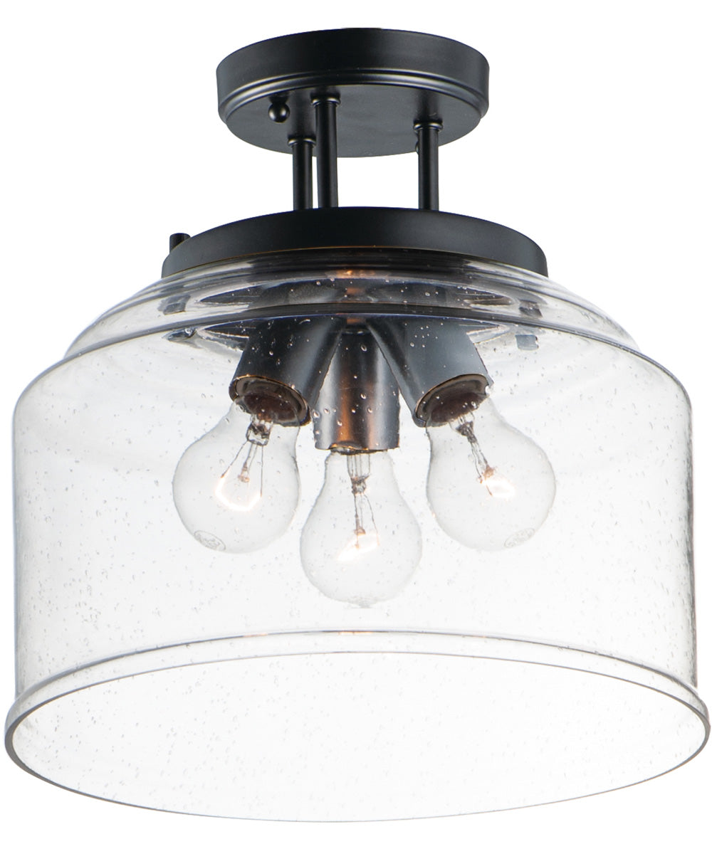 13W Acadia 3-Light Semi Flush Mount Ceiling Light Fixture in Black - Perfect for Bedroom, Hallway, or Entryway Lighting