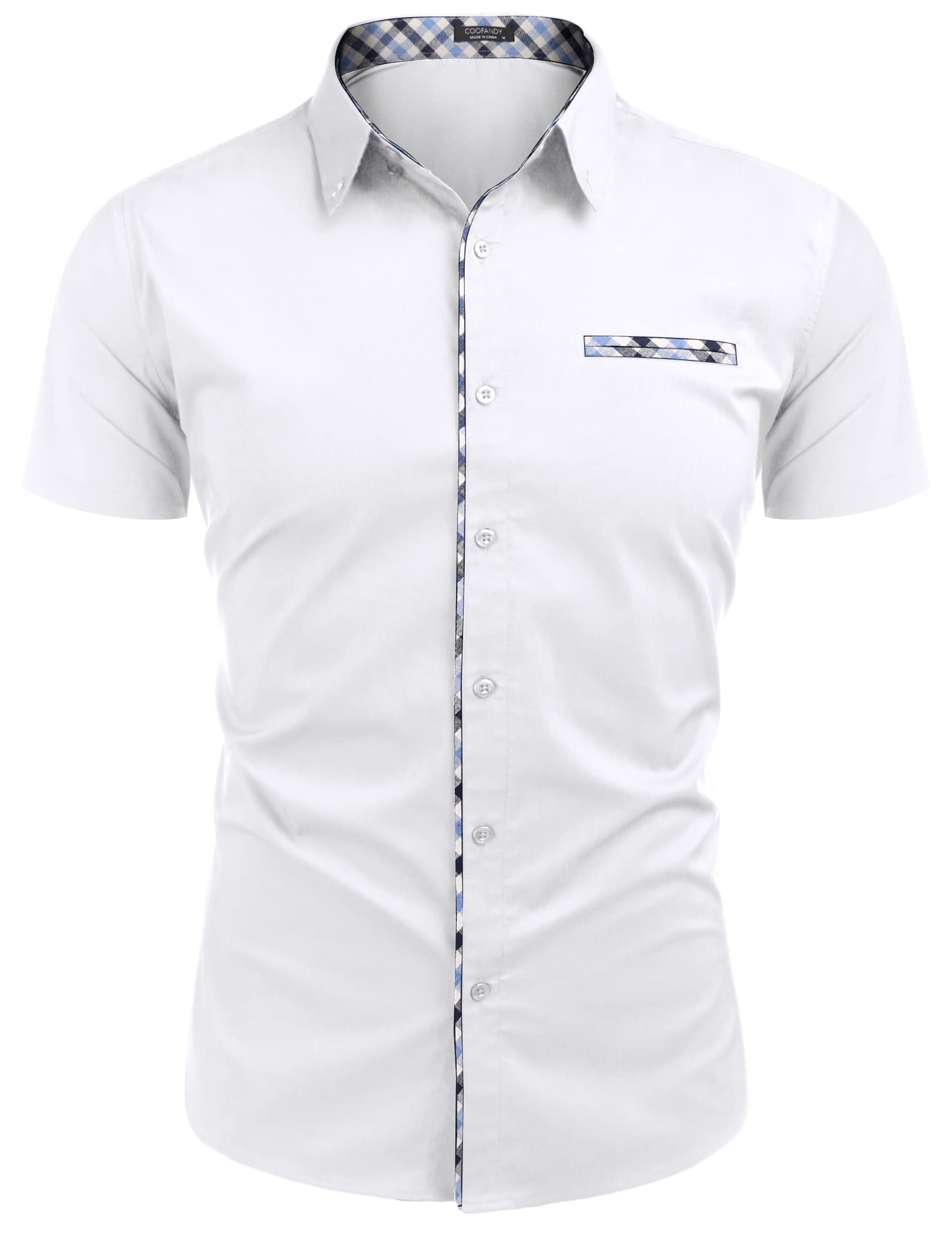COOFANDY Men's Slim Fit Long Sleeve Button Down Shirt - Casual Contrast Dress Shirt for Business, Office & Date Night Outfits