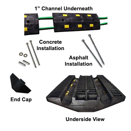 Ultra Light Speed Bump - 3ft Recycled PVC Road Safety Hump for Driveways & Parking Lots - Yellow Traffic Calming Device (1 Piece) - Durable Asphalt Installation