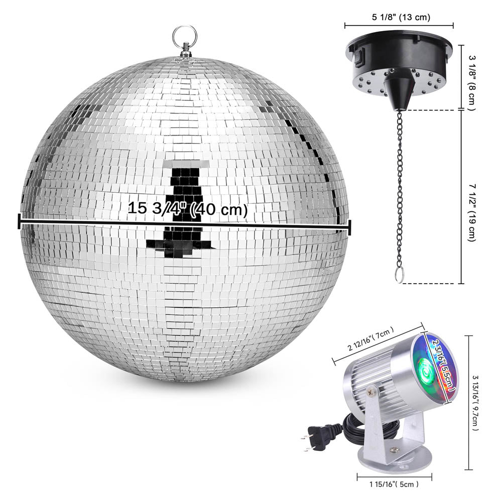 16 Inch Rotating Disco Ball with RGB Spotlight Set - Party Lighting for Dance Clubs, Home Parties & Events | TheLAShop