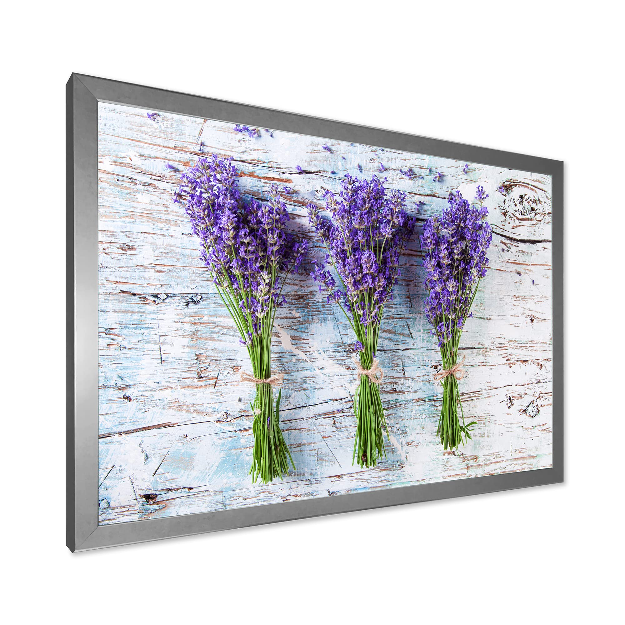 Fresh Lavender on Wood Framed Wall Art - Rustic Farmhouse Decor for Living Room, Bedroom & Office - Handmade Canvas Painting Home Decor