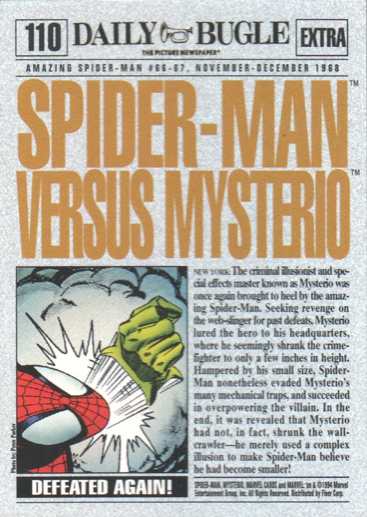1994 Amazing Spider-Man Trading Card #110 Spider-Man vs. Mysterio - Rare Marvel Comics Collectible for Display & Investment | Perfect for Superhero Fans, Comic Book Collectors & Nostalgic Gift Giving