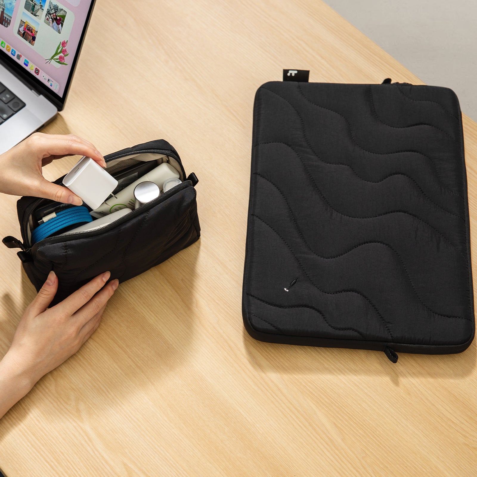 Premium Terra A27 Laptop Sleeve Case for 14-inch MacBook Pro - Slim Protective Cover with Accessory Pouch - Perfect for Work, Travel & School