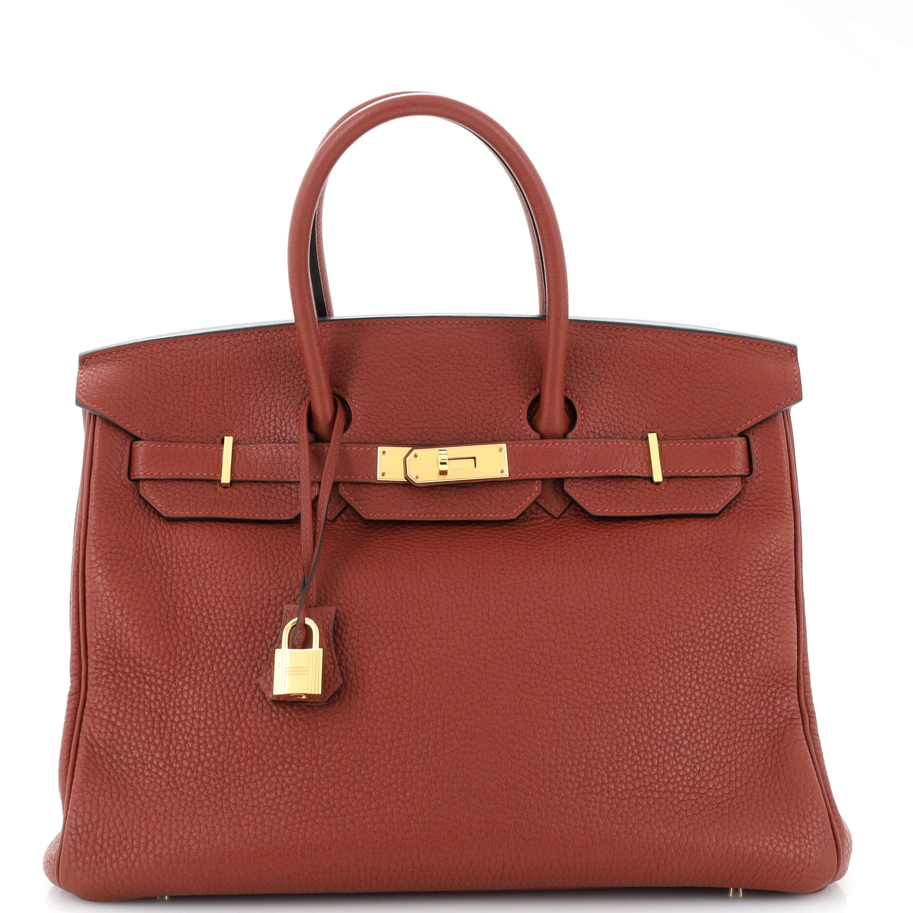 Birkin Handbag Rouge H Clemence Leather with Gold Hardware 35cm - Luxury Designer Tote for Women, Perfect for Work, Travel & Special Occasions