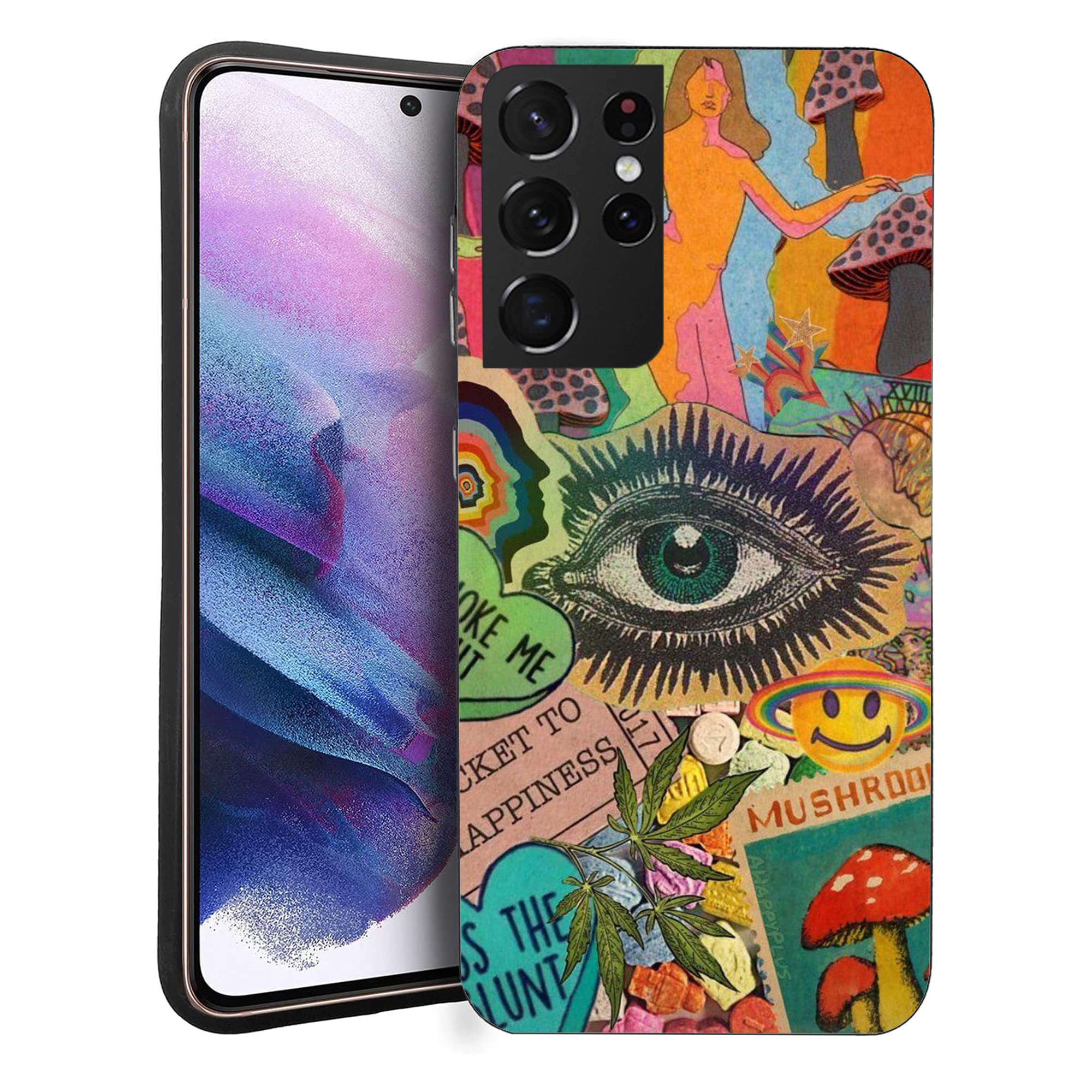 Shockproof TPU Phone Case for Samsung Galaxy S20 FE - Psychedelic Mushroom Trippy Art Design | Protective Cover with Hippie Style | Perfect Gift for Music Festivals & Nature Lovers