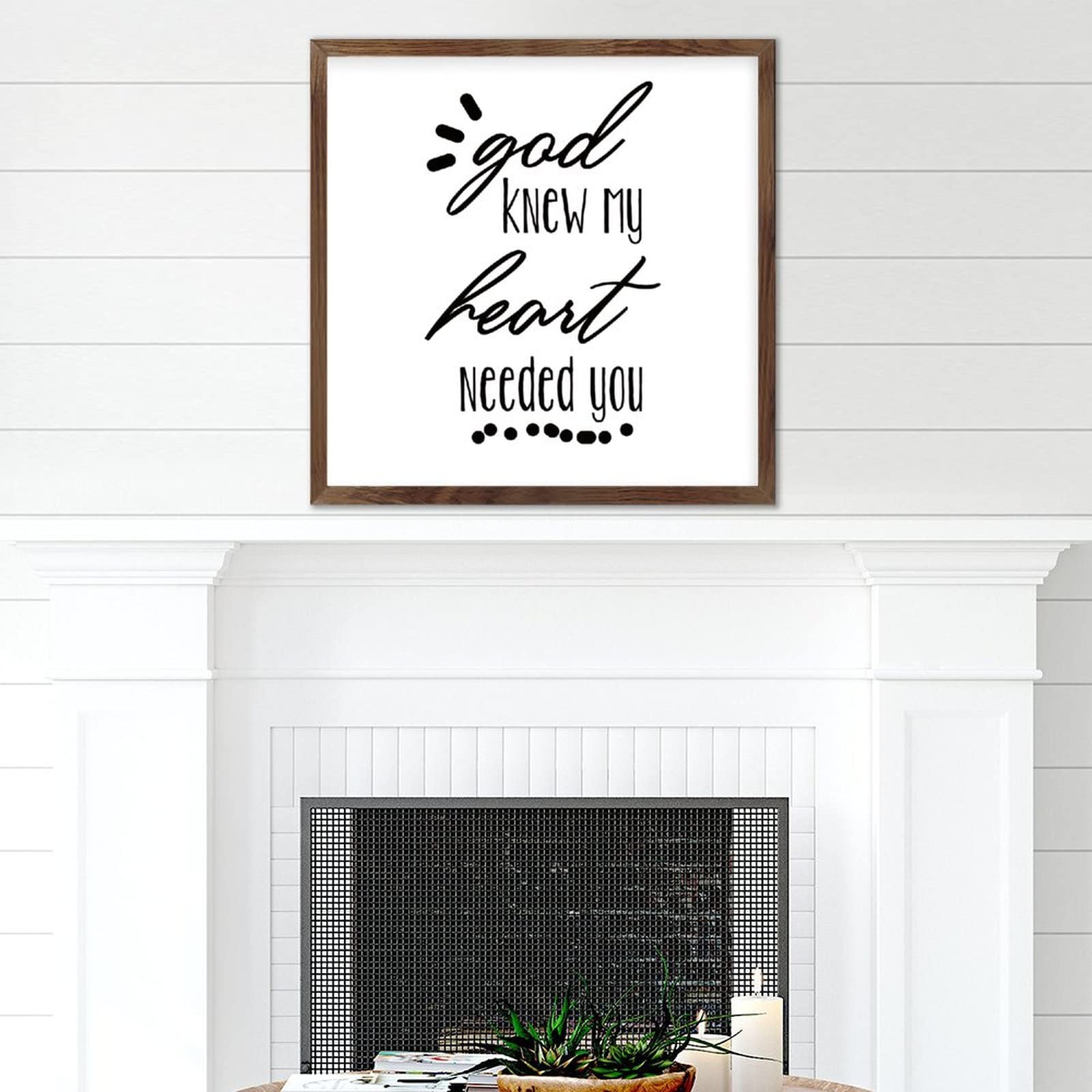 God Knew My Heart Needed You Sign - Inspirational Wall Art for Living Room, Farmhouse Decor - 12x12 Inch Wood Framed Sign - Perfect for Home Decor, Wedding Gift & Christian Housewarming Present