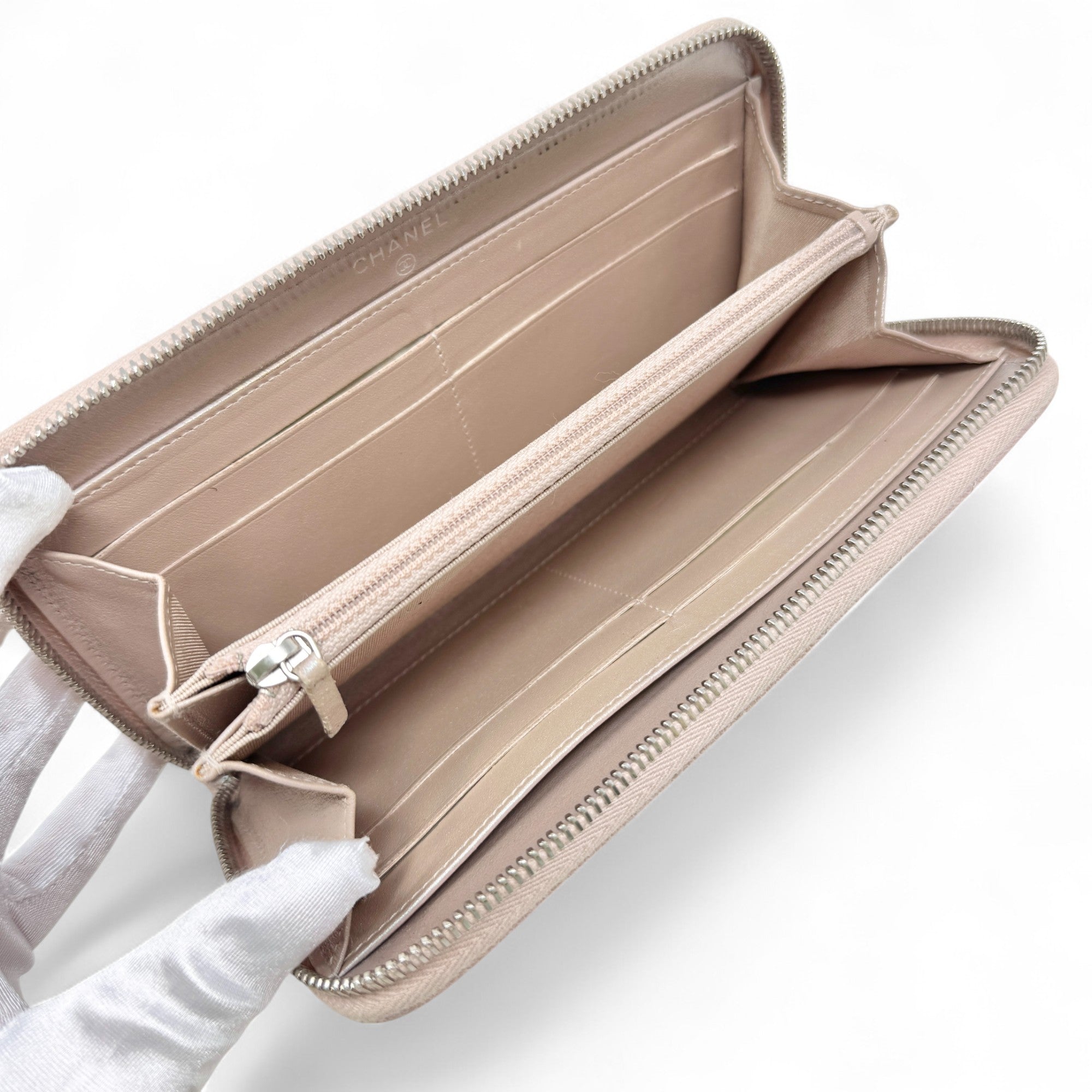 Chanel 17B Rose Gold Chevron Zip Wallet - Luxury Designer Wallet for Women | Perfect for Everyday Use, Travel & Special Occasions