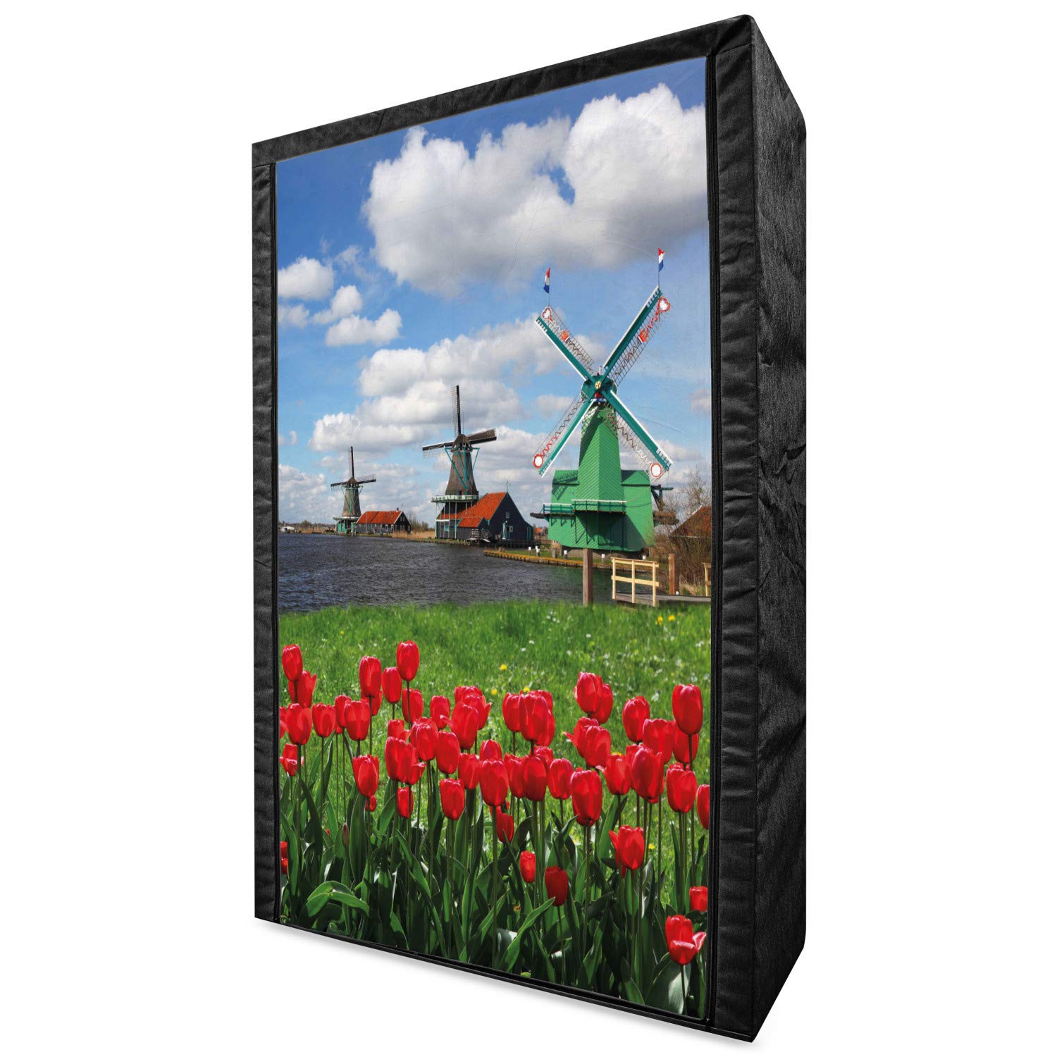 Ambesonne Portable Fabric Wardrobe with Dutch Windmill Design - 42.5