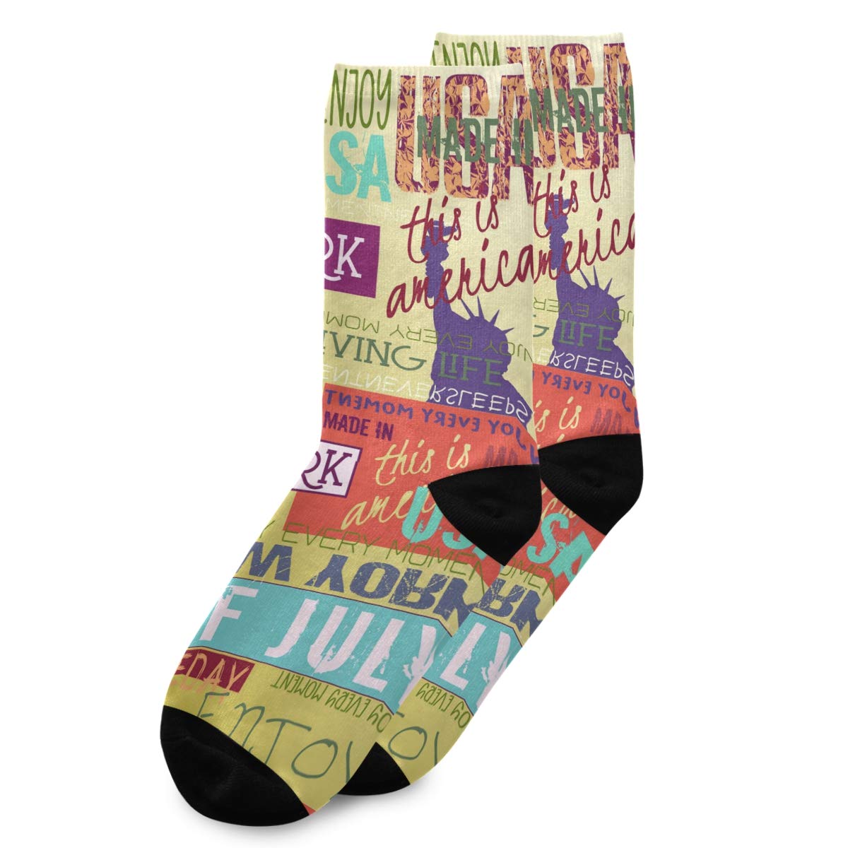 ALAZA Unisex Casual Crew Socks - Grunge New York Slogan & Quote Novelty Socks for Women & Men - Perfect for Streetwear, Gifts, and Everyday Fashion