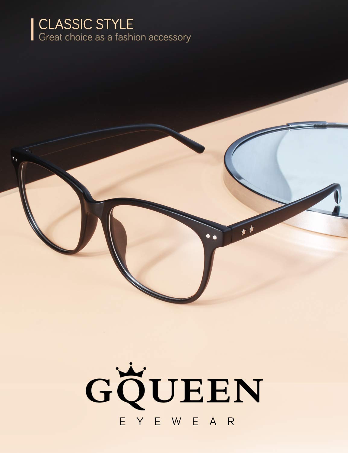 GQUEEN Oversized Fake Glasses for Women & Men - Non Prescription Clear Lens Fashion Eyewear (Model 201581) | Perfect for Costume Parties, Cosplay & Photo Shoots