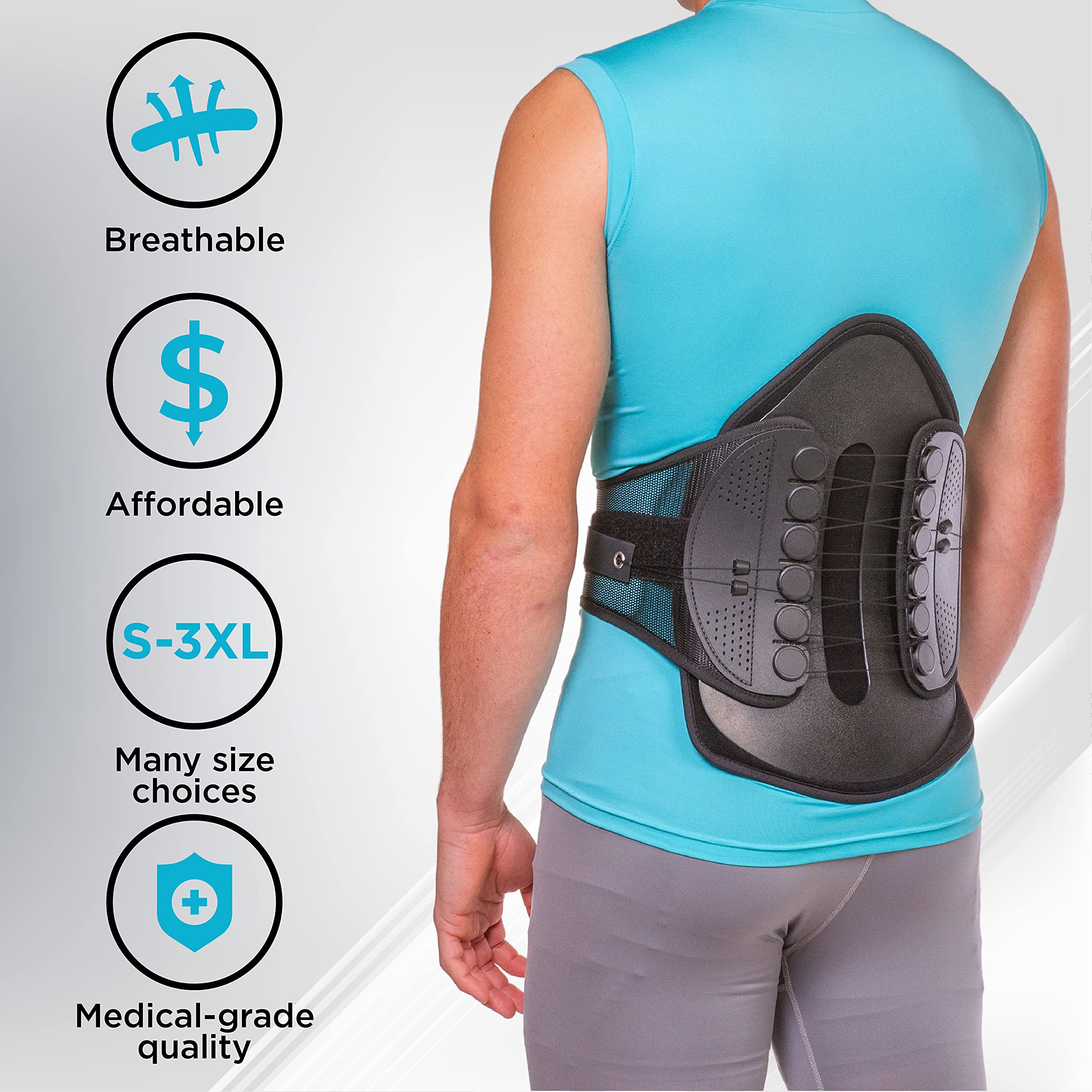BraceAbility Adjustable Lumbar Decompression Back Brace - Semi-Rigid Lumbosacral Support Belt for Herniated Disc, Sciatica, Post-Surgery Recovery & Back Pain Relief (Large) - Ideal for Office Work, Driving & Daily Activities