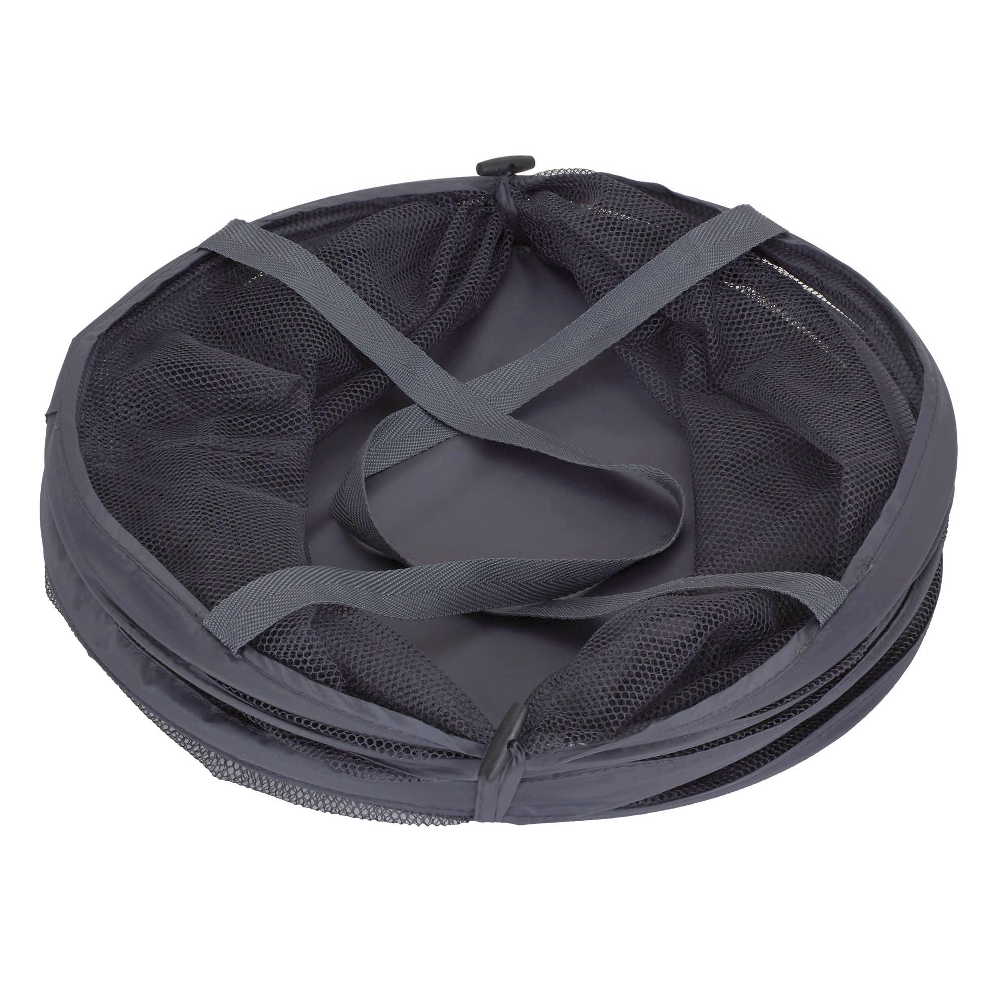2027-1 Pop-Up Collapsible Mesh Laundry Hamper with Handle | Foldable Clothes Basket for Home, Dorm & Travel | Charcoal Grey Storage Organizer for Bedroom, Bathroom & Laundry Room