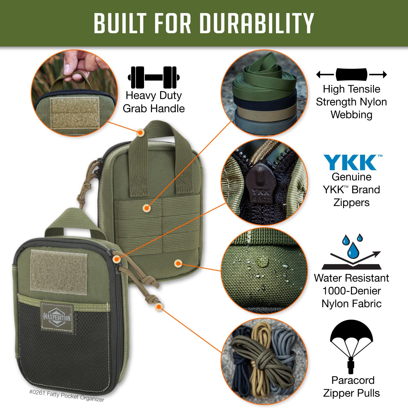 Maxpedition Fatty Pocket Organizer - Durable EDC Gear Pouch for Tactical, Hiking & Outdoor Essentials | Compact Carry Solution for Knives, Flashlights & Survival Tools