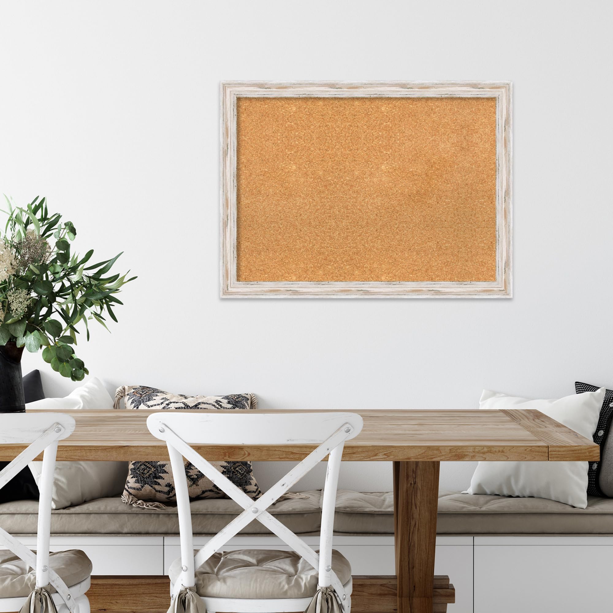 Amanti Art 23x31 Inch Natural Cork Bulletin Board with White Wood Frame - Vision Board, Office Decor, Home Organization Pinboard for Wall Display | Perfect for Home Office, Kitchen, Dorm & Coastal Decor