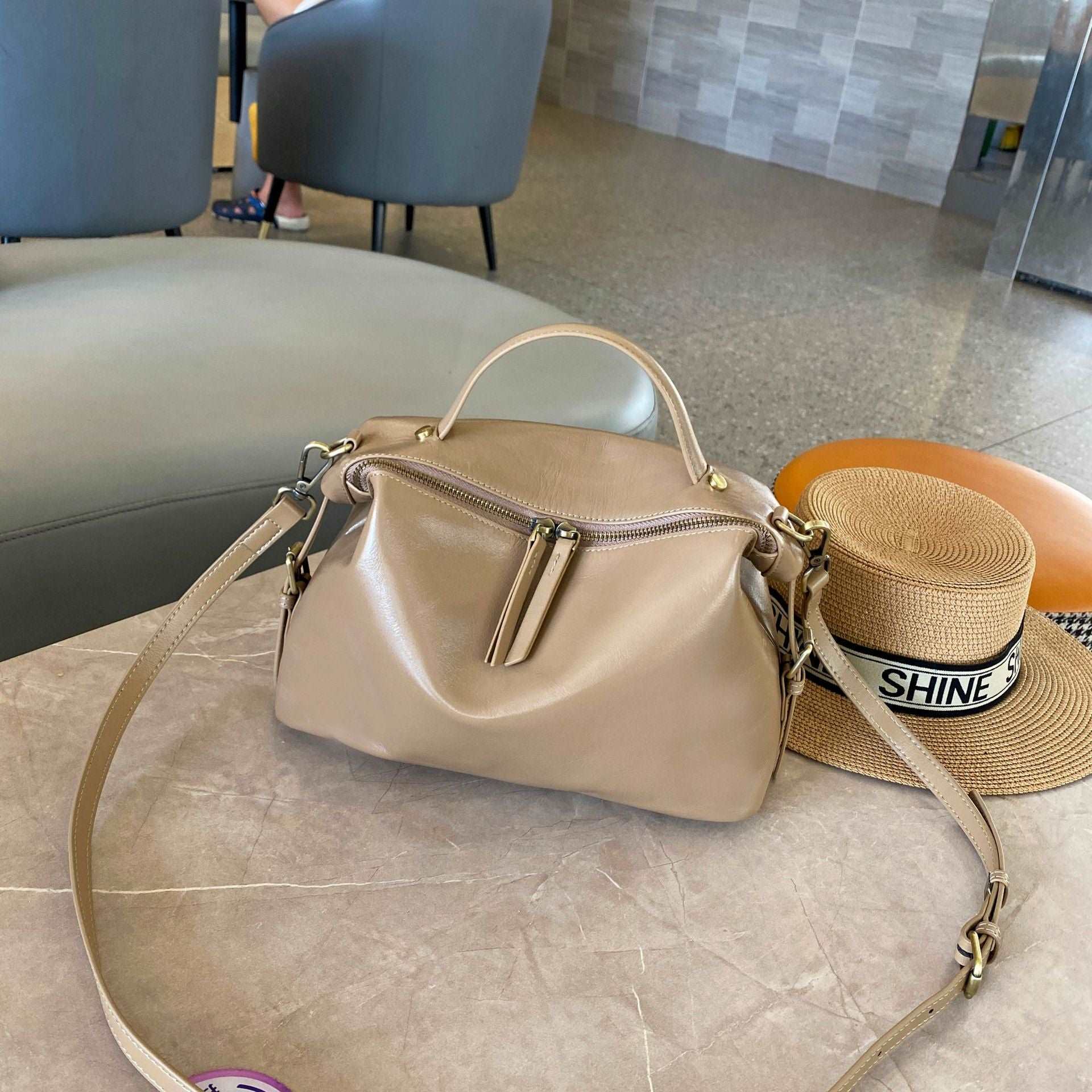 Premium Genuine Leather Satchel Bag for Women & Men - Stylish & Durable Crossbody Messenger Bag for Work, Travel & Everyday Use