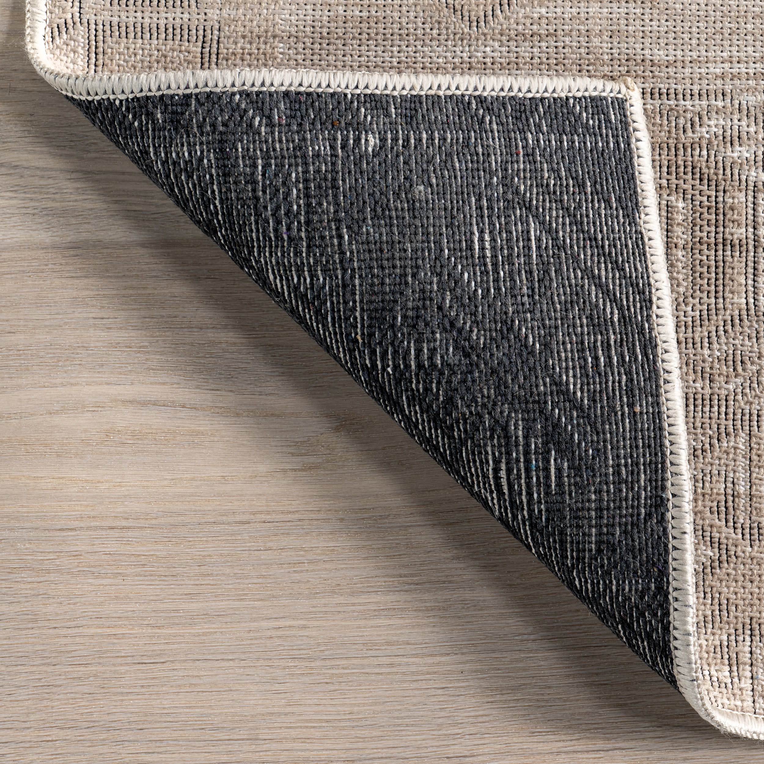 Elin Geometric Washable Rug - Soft Non-Slip Area Rug in Neutral Beige for Living Room, Bedroom & Nursery | Machine Washable Modern Home Decor