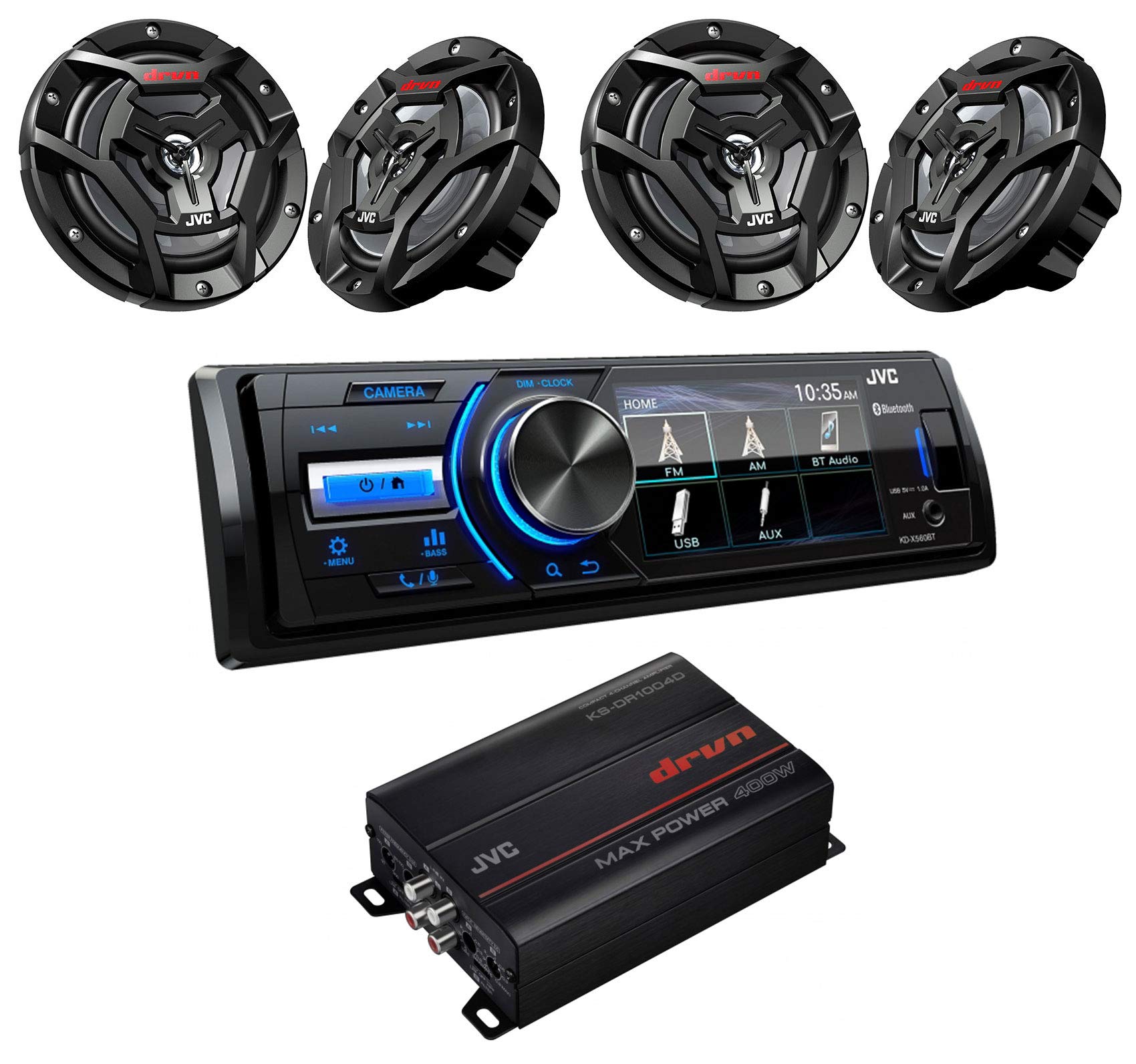 JVC KD-X560BT Digital Media Marine Bluetooth Receiver with 4x 6.5