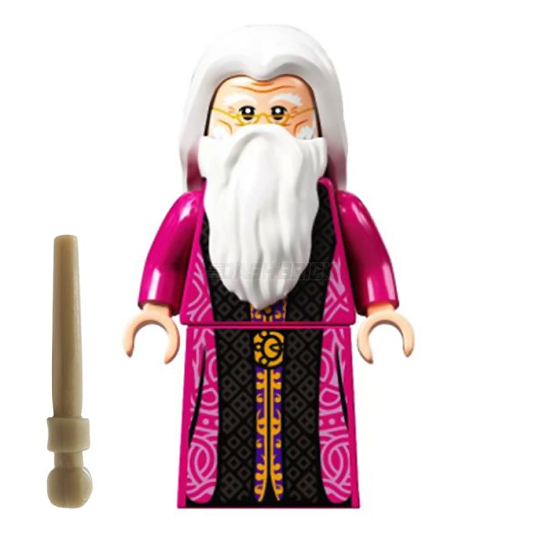 LEGO Harry Potter Albus Dumbledore Minifigure with Magenta Robe & Skirt (2021) - Collectible Toy for Harry Potter Fans, Great for Display & Play