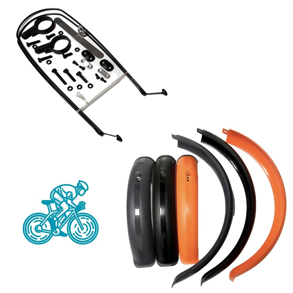Fat Bike Fender Set - Front & Rear Full Coverage Mud Guards for 26 Inch Fat Tire Bicycles (Black) - Perfect for Mountain Biking, Snow Riding & Off-Road Adventures