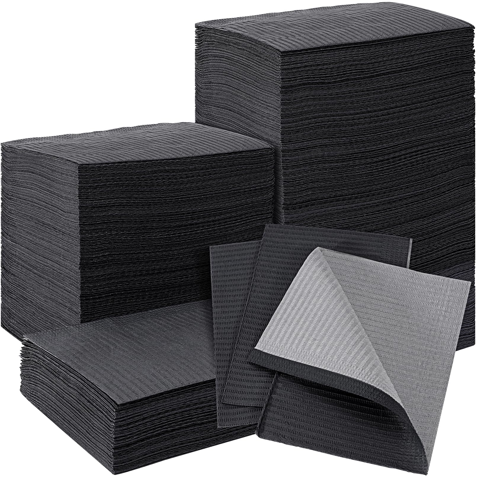 **250Pcs Black Disposable Dental Bibs - 3 Ply Waterproof Tattoo & Piercing Table Covers - Soft, Fluid Resistant Sheets for Dentist, Patient & Feeding - 13”x18” (2 Packs of 125) - Ideal for Dental Clinics, Tattoo Parlors & Baby Care**