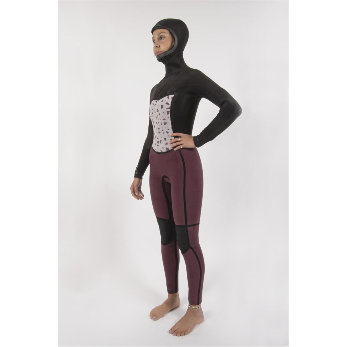 5/4mm SisstrEvolution 7 Seas Hood Chest Zip Full Wetsuit - Solid Black SBK - Perfect for Surfing, Diving & Cold Water Sports