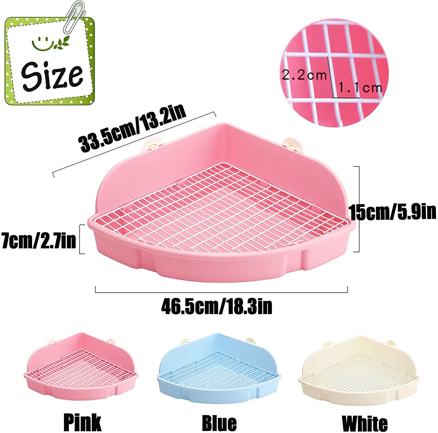 Kathson Large Rabbit Litter Box - Bunny Corner Toilet Box for Guinea Pigs, Chinchillas & Ferrets - Extra Big Pet Pan with Fan-Shaped Design - Perfect for Small Animal Cage Training & Bedding - Ideal for Adult Pets at Home or Outdoor Use