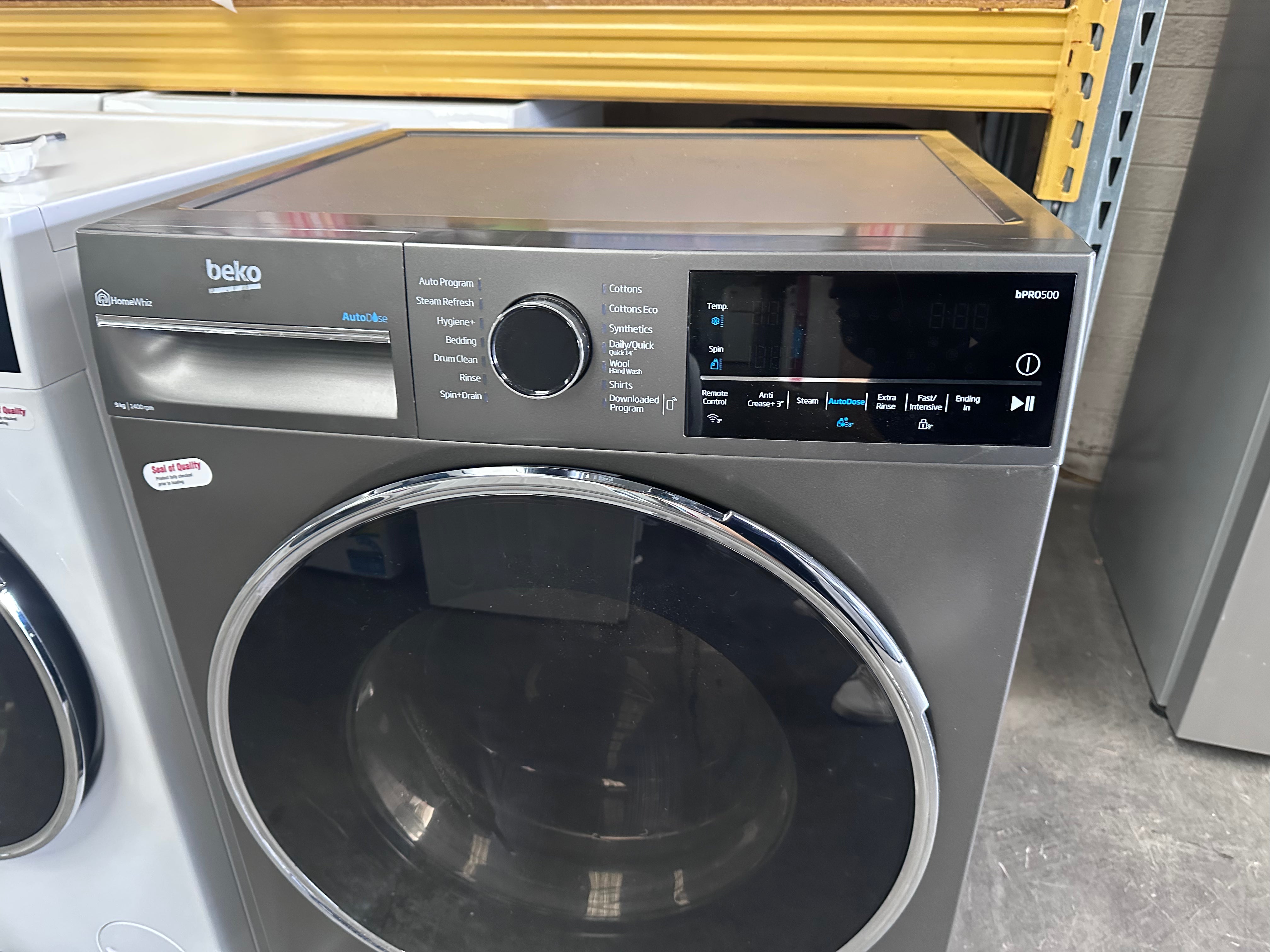Beko BFLB904ADG 9kg Auto Dose Front Load Washing Machine - Graphite (Factory Second) | Energy Efficient Laundry Solution for Apartments & Small Homes