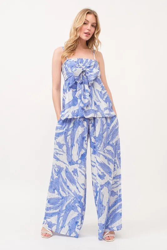 Abstract Print Smocked Tied Babydoll Top for Women - Flowy Summer Blouse for Casual Outings & Beach Vacations