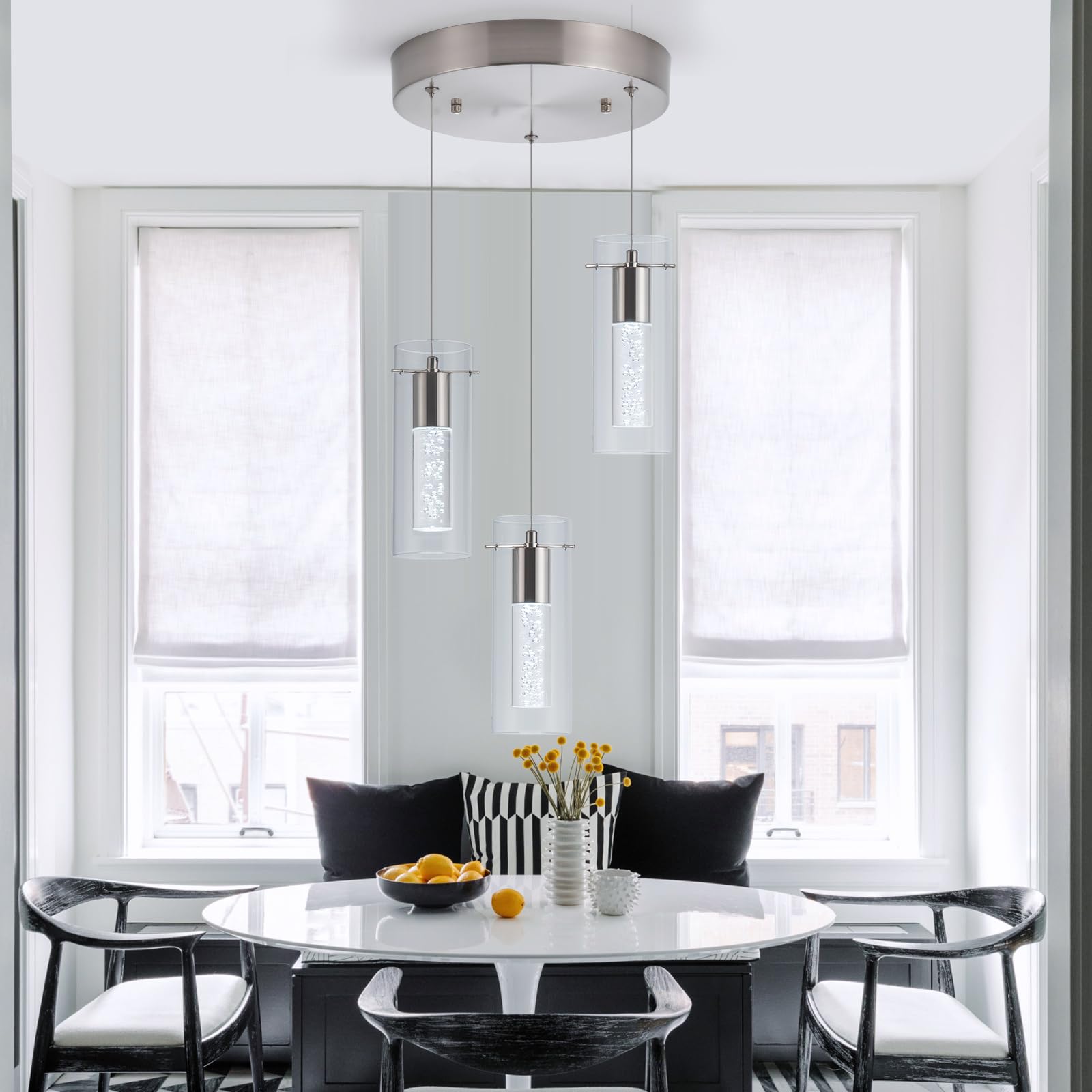 Modern Pendant Lights for Kitchen Island - 24W 6000K White LED Hanging Lights with Screw Mounting - Perfect for Kitchen, Dining Room, Restaurant, Bedroom & Living Room - Ideal for Task Lighting and Stylish Home Decor