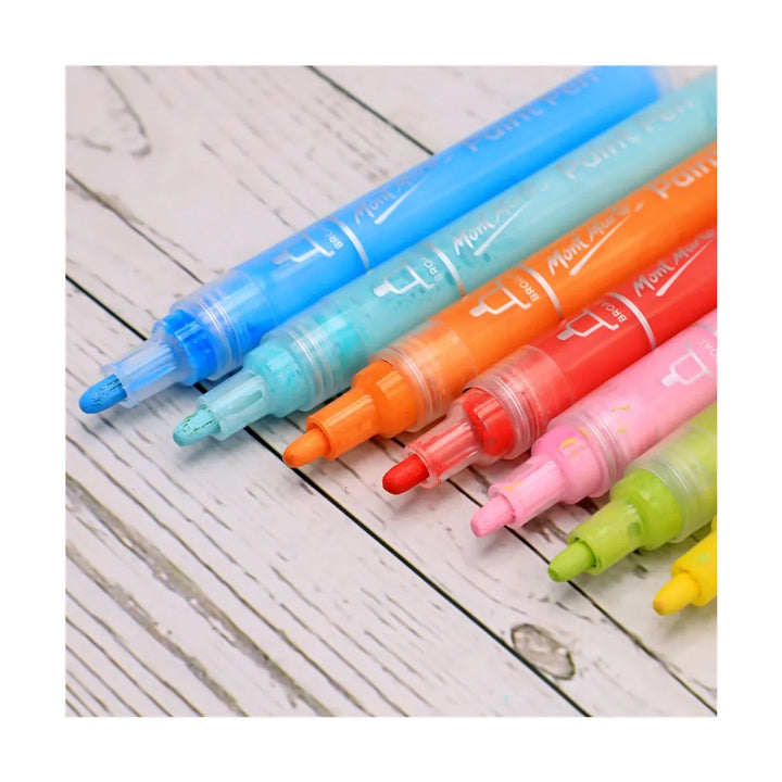 12-Pack Acrylic Paint Pens with 3mm Broad Tip for Signatures, DIY Crafts, and Art Projects - Vibrant Colors for Canvas, Wood, Glass & More