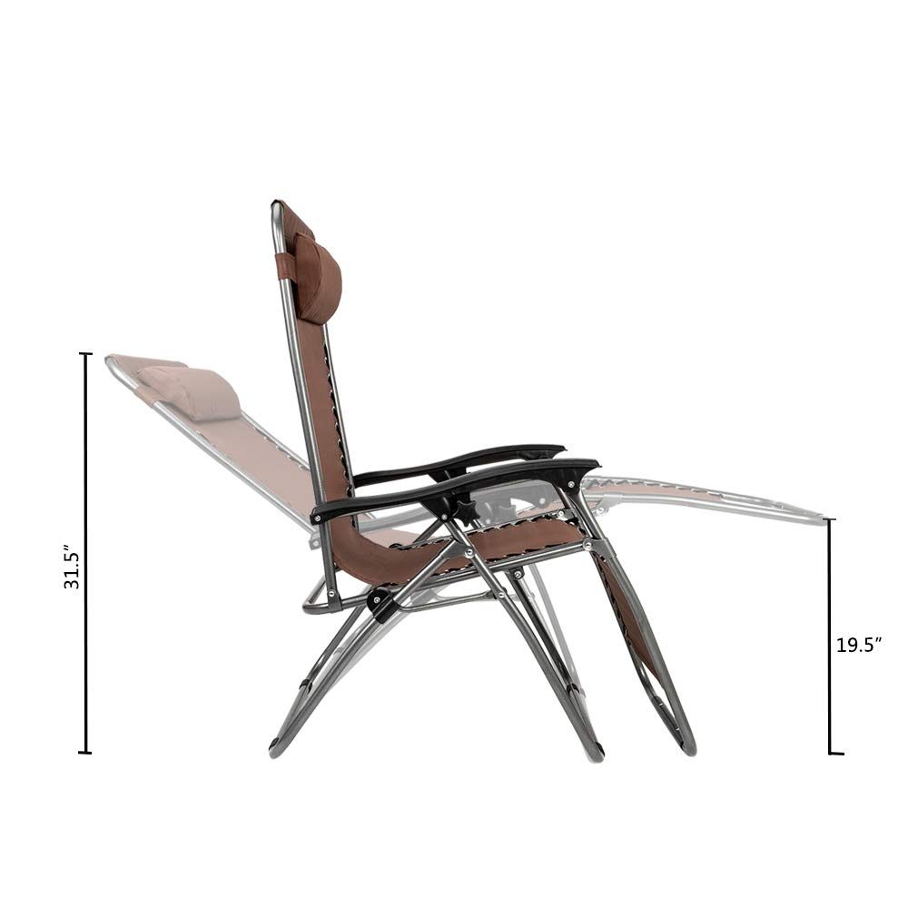 Zero Gravity Reclining Chair Set of 2 - Adjustable Folding Outdoor Lounge Chairs for Patio, Poolside, Beach & Backyard Relaxation | Perfect for Sunbathing, Reading & Outdoor Lounging