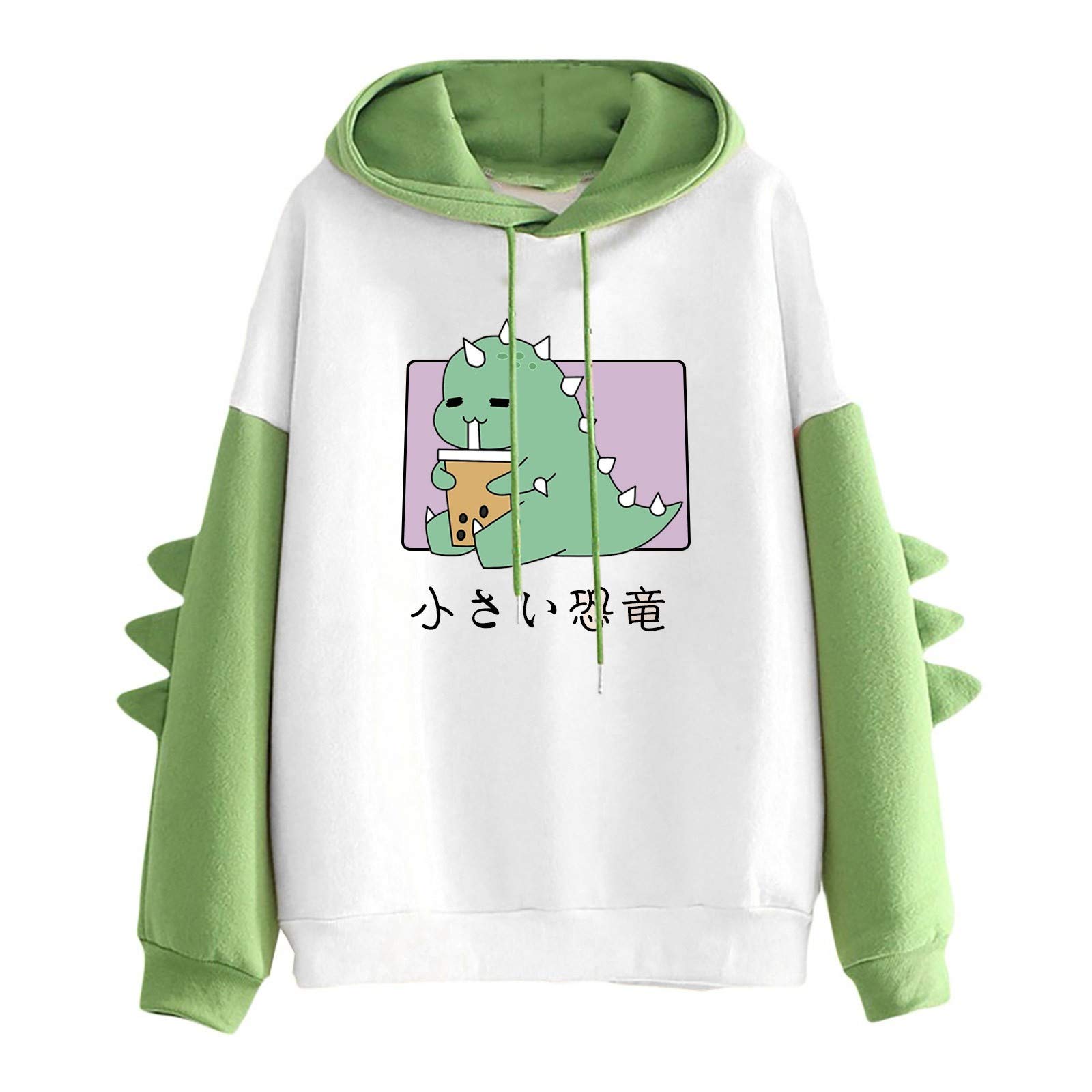 Cute Kawaii Dinosaur Print Women's Casual Hoodie - Long Sleeve Graphic Sweatshirt for Women | Perfect for Streetwear, Loungewear & Anime Cosplay Outfits