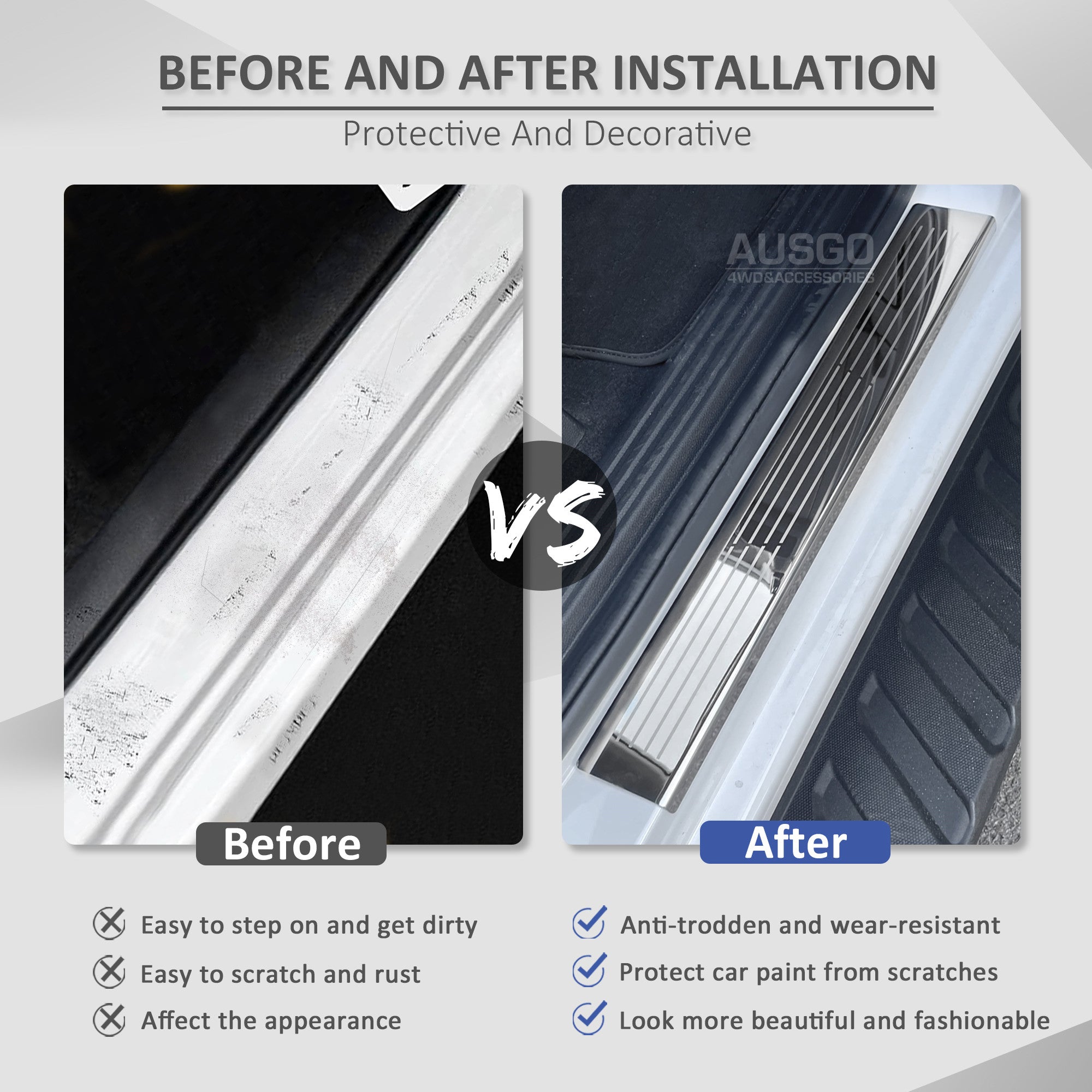 Stainless Steel Door Sill Protector for Nissan Navara NP300 D23 Dual Cab (2015-2024) - Heavy Duty Scratch Guard for Truck Interior Protection | Perfect for Off-Roading & Daily Commute