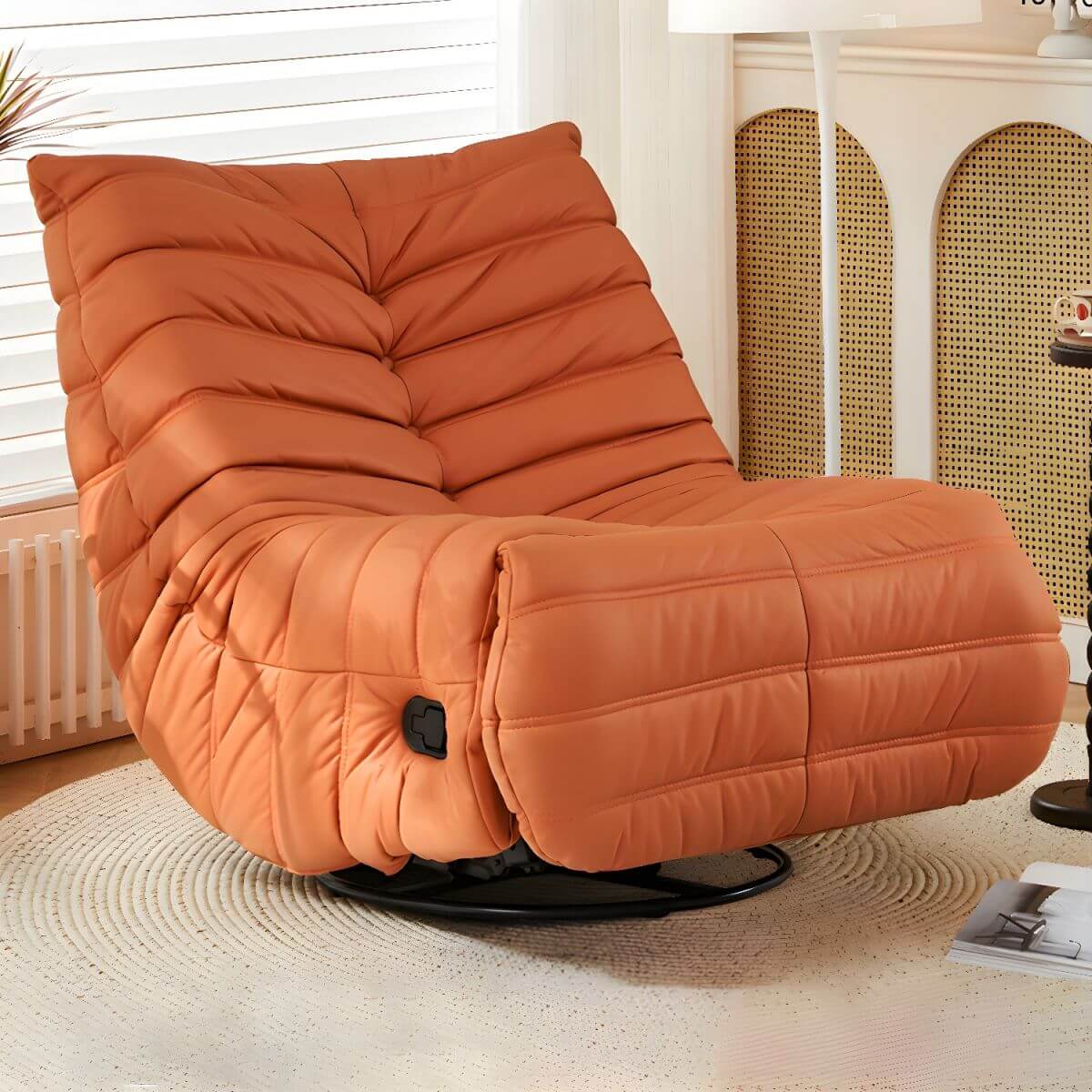 Premium Modern Ergonomic Recliner Chair with Locking Backrest, Power Reclining & Smooth Swivel Rocker - Perfect for Living Room, Home Theater & Office Relaxation