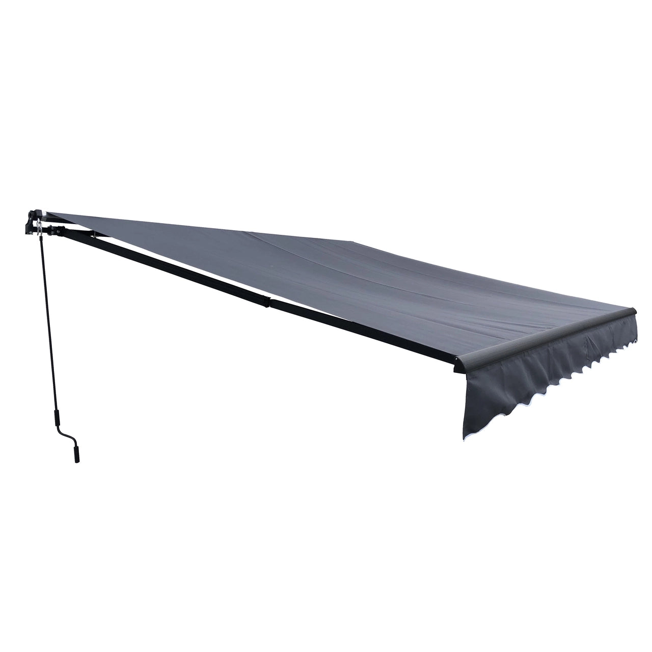 Aleko 10 x 8 Feet Motorized Retractable Patio Awning - Black Frame with Gray Fabric for Outdoor Shade & Sun Protection - Perfect for Backyard, Deck, and Poolside Relaxation