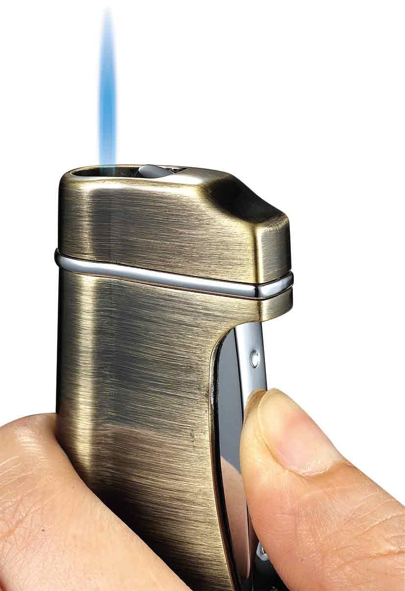 Visol Nolet Satin Nickel Windproof Torch Lighter - Refillable Butane Lighter for Outdoor Camping, BBQ, Fireplace & Candle Lighting