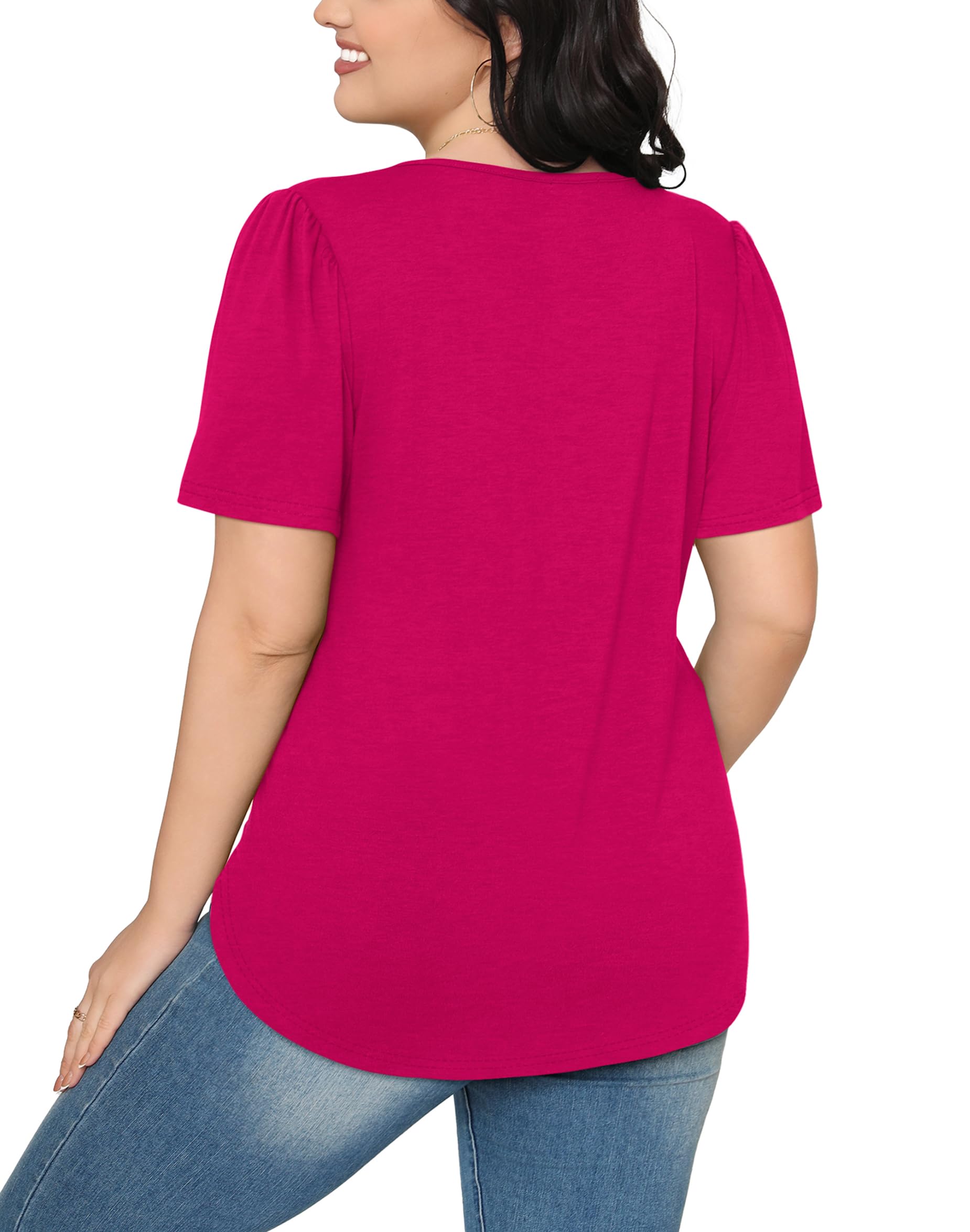 WIHOLL Women's Summer Short Sleeve Shirts - Dressy Casual Tops with Pleated Front - Perfect for Office Wear, Date Nights & Weekend Outings