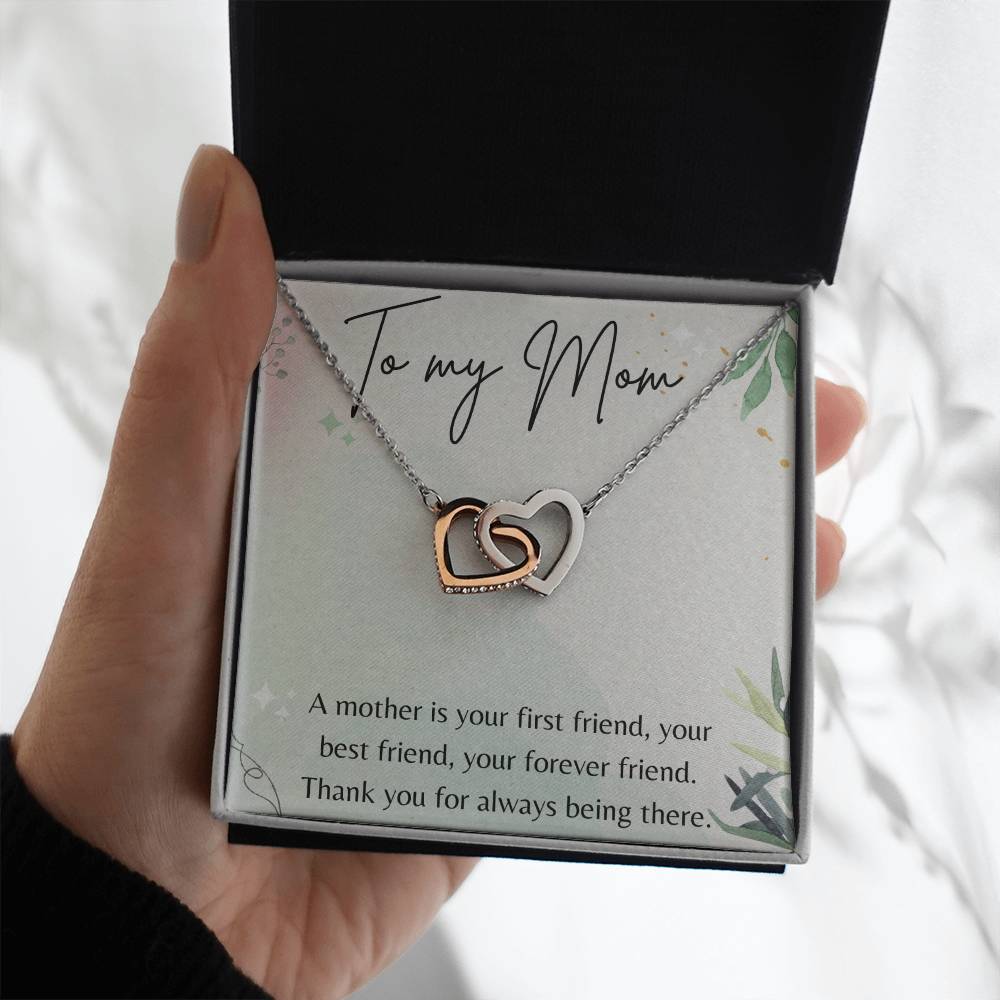 Interlocking Hearts Necklace for Mom - Elegant Christmas & Birthday Gift for Mother - Perfect for Anniversaries, Valentine's Day & Special Occasions