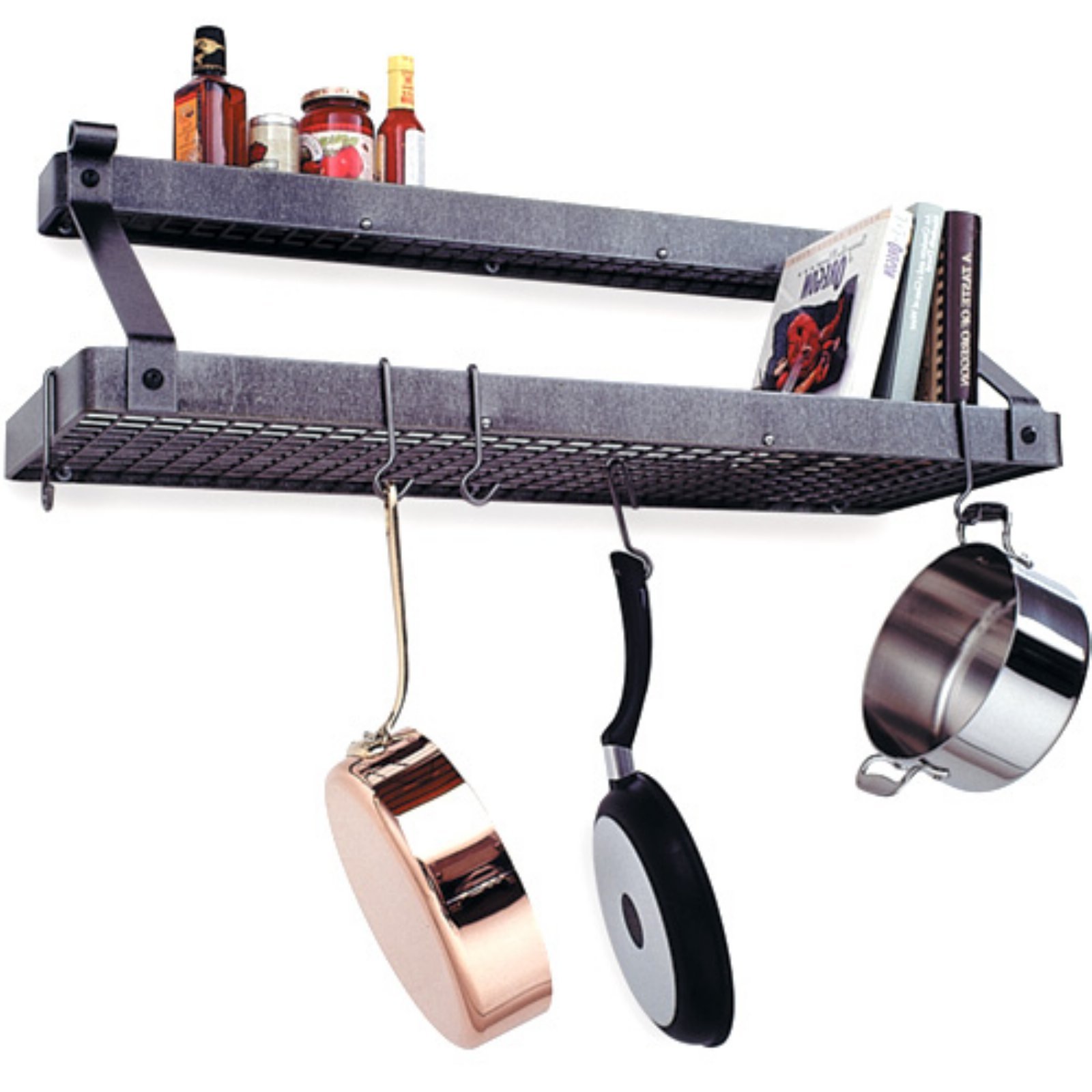 Enclume PR11-36-HS Premier 36-Inch Adjustable Ceiling Bar - Heavy Duty Hammered Steel Pot Rack for Kitchen Organization - Perfect for Hanging Pots, Pans & Utensils in Restaurants or Home Kitchens