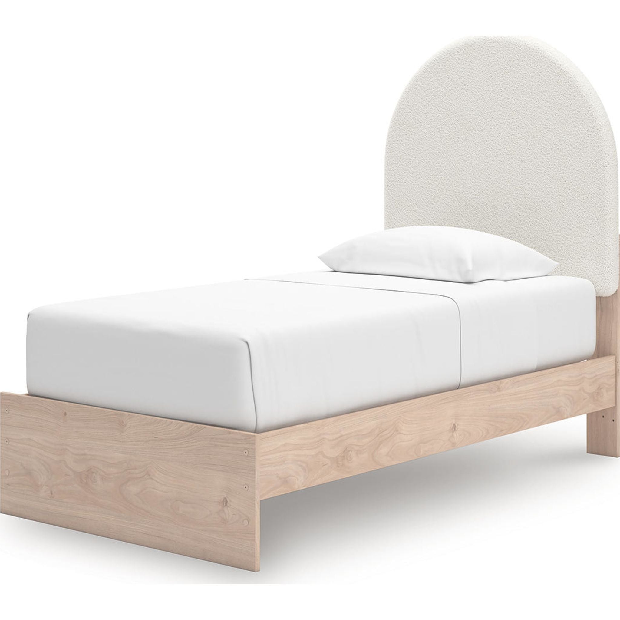 Arloster Modern Platform Bed Frame - Queen Size, Tan & White Wooden Slat Support - Perfect for Bedroom, Guest Room, or Studio Apartment