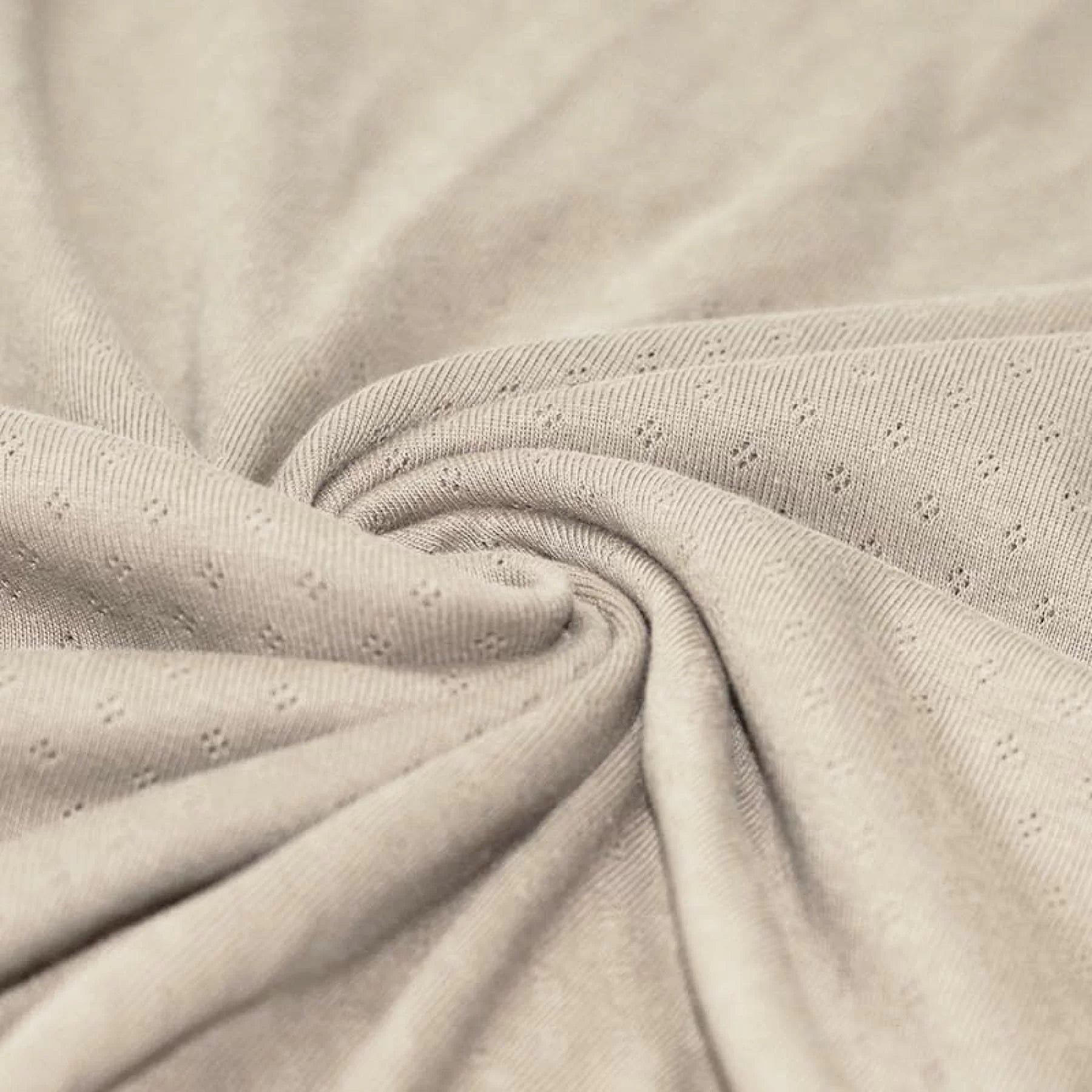 Light Beige Pointelle Knit Sweater for Women - Soft & Breathable Lace Knit Top for Casual Wear & Layering
