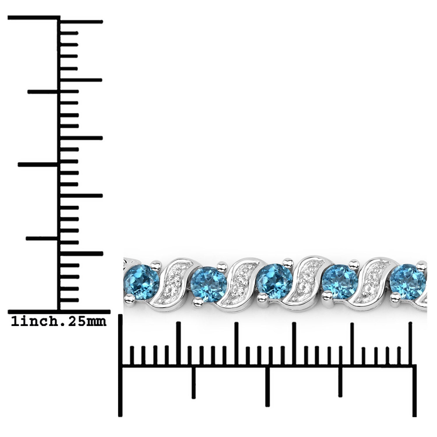 Genuine London Blue Topaz & White Topaz Bolo Bracelet for Women | Sterling Silver Adjustable Wrap Bracelet | Perfect for Gifts, Weddings & Special Occasions