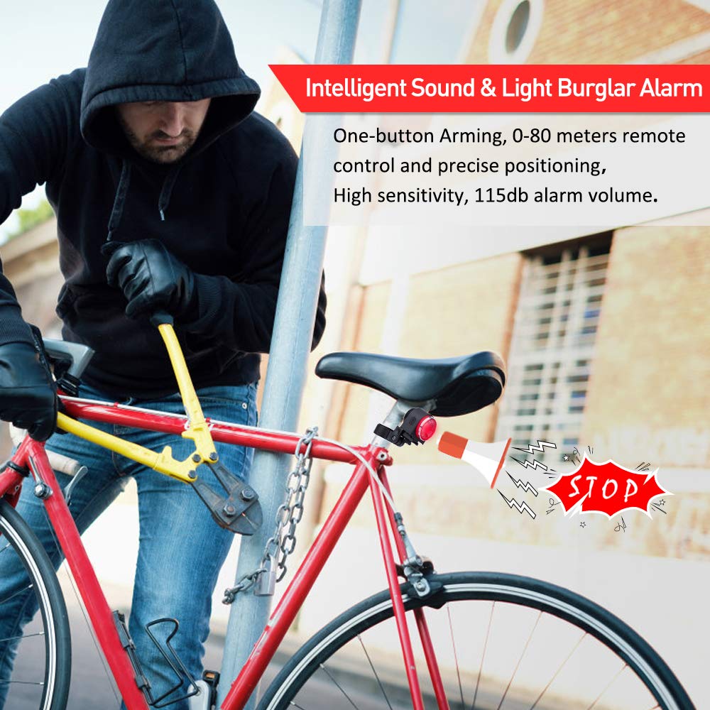 ONVIAN Rechargeable Bike Bell & Alarm with Wireless Remote - Motion Sensor Bike Horn for E-Bike, Motorcycle, Bicycle, Scooter - Adjustable Volume for Safety & Security - Perfect for Urban Commuting, Night Riding & Theft Prevention