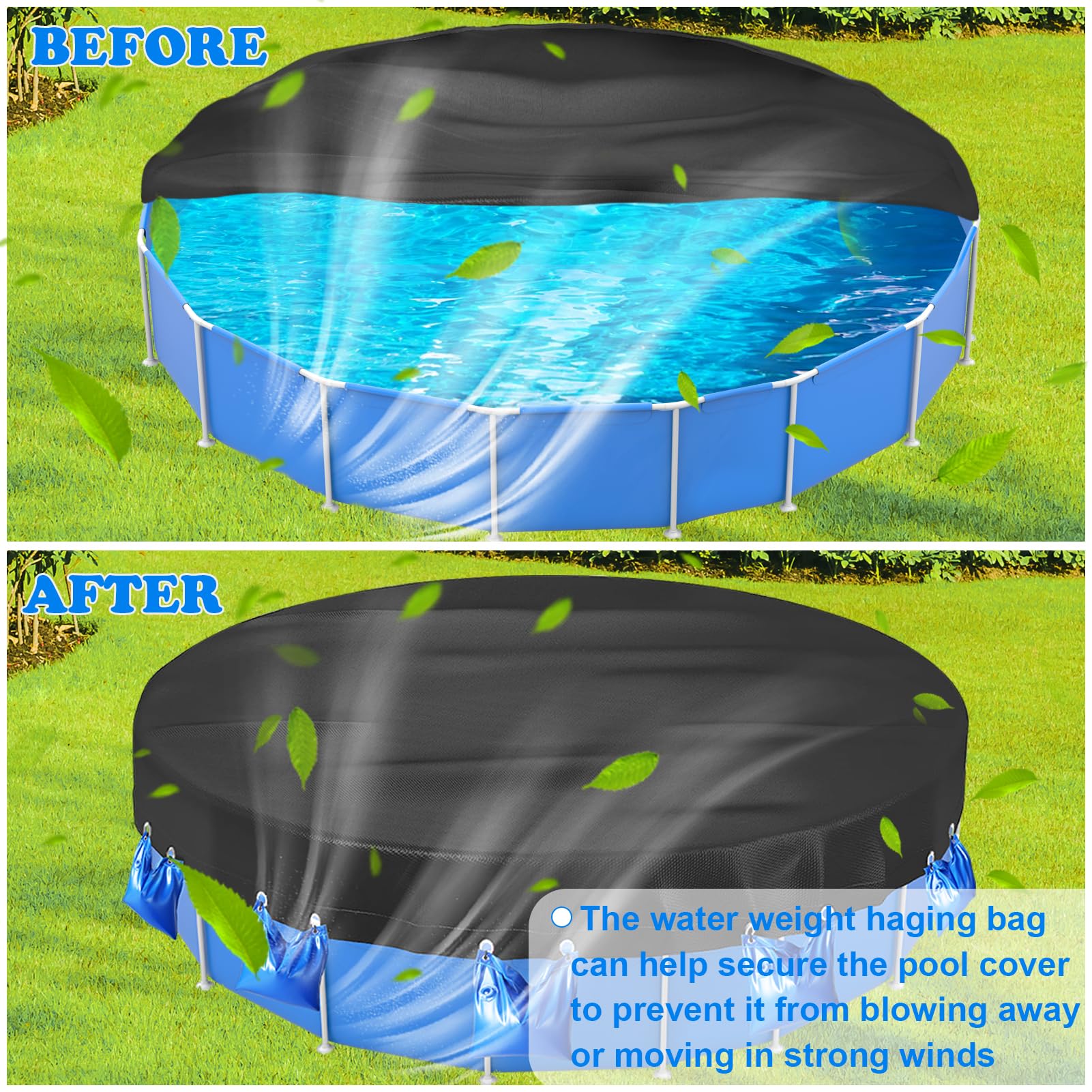 Heavy Duty 10-Pack PVC Pool Cover Water Bags - Wall Hanging Weights for Above Ground & Inground Swimming Pools, Hot Tubs - Winter Cold Resistant Blue Water Tubes (Perfect for Securing Pool Covers in All Seasons)