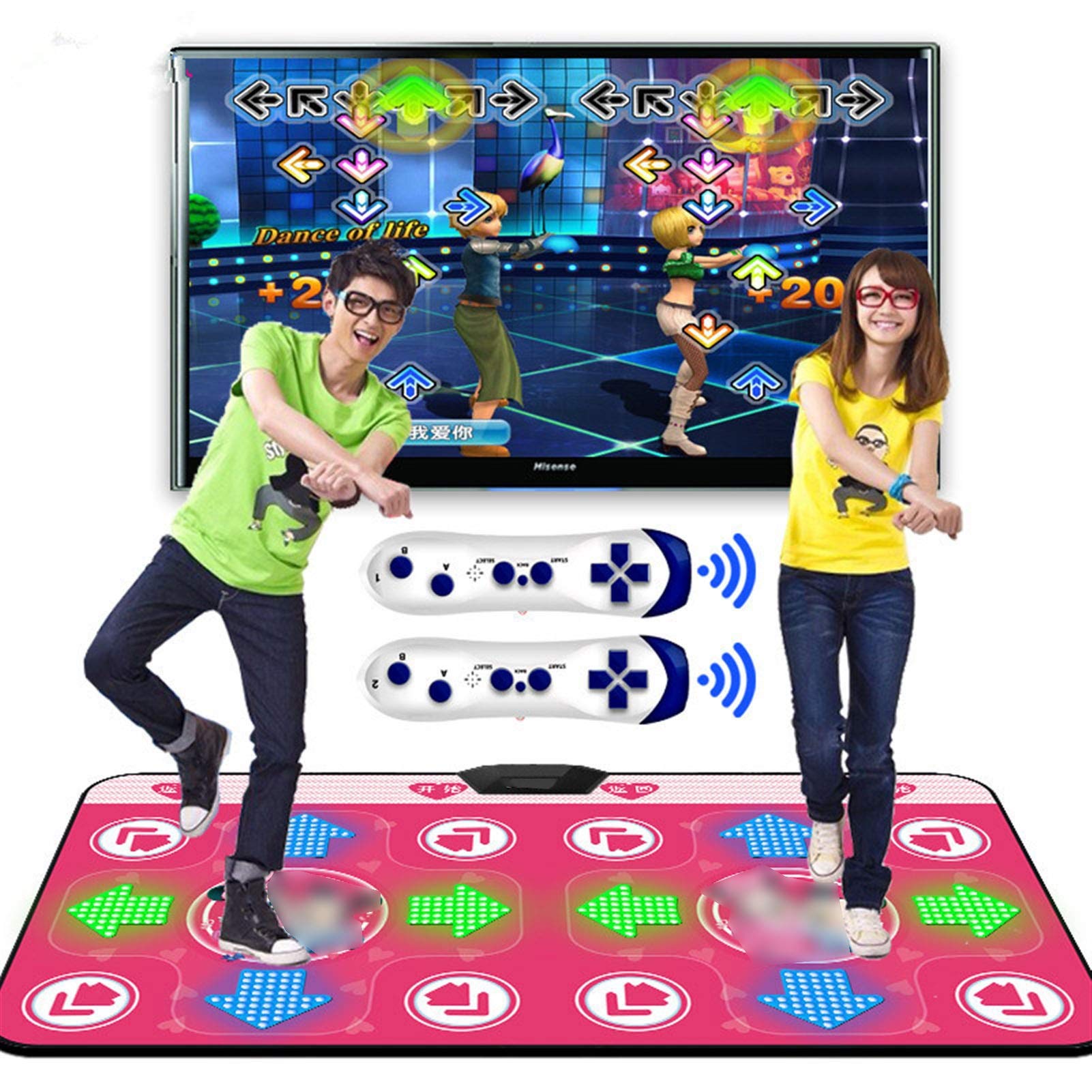 YZZSJC Luminous Step Dance Mat - Double TV Computer Game Yoga Mat for Slimming, Somatosensory Dance Machine with Step Pads, Perfect for Home Fitness and Party Entertainment
