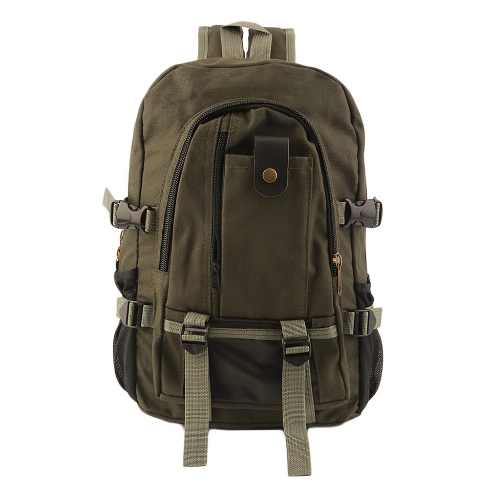 Grey990 Men's Canvas Backpack - Durable School Rucksack & Travel Laptop Bag with Shoulder Strap - Perfect for College, Work Commute and Outdoor Adventures