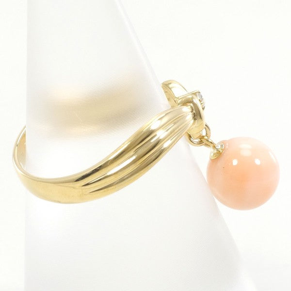 18K Yellow Gold Coral Diamond Ring for Women - Elegant Handmade Jewelry for Engagement, Wedding & Special Occasions