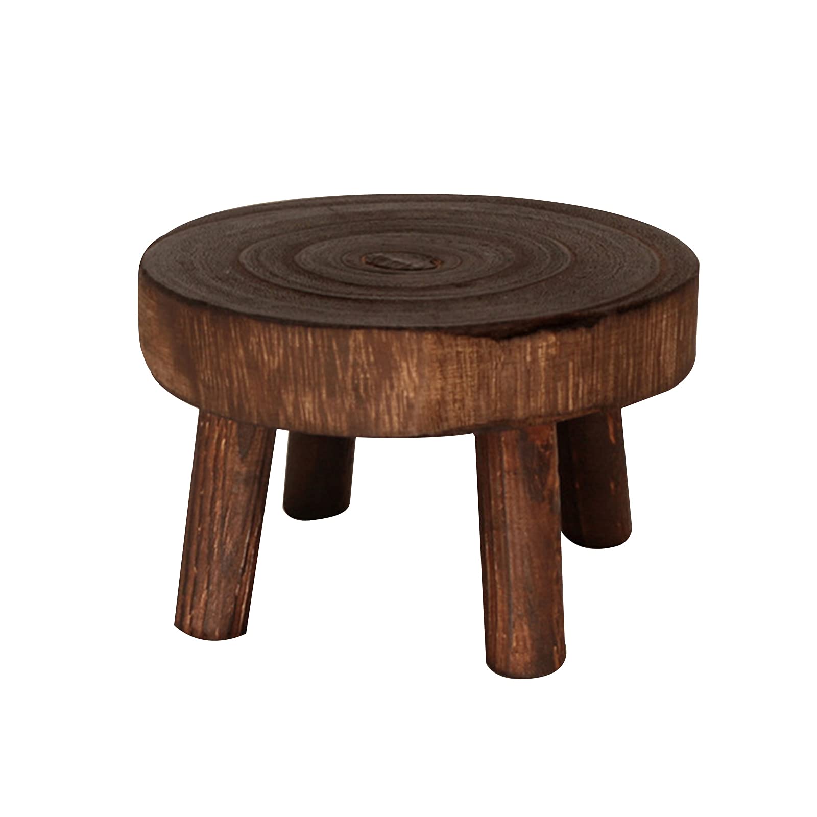 Emivery Mini Wooden Stool - Round Plant Stand, Flower Pot Holder & Decorative Shelf for Indoor Plants | Perfect for Home Decor, Living Room, Bedroom & Garden Display