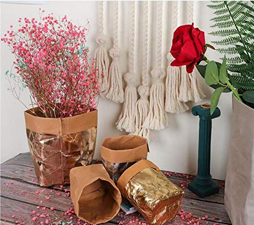 Eco-Friendly Kraft Paper Storage Bags - Reusable Grocery Bags, Food Storage Containers, Home Decor & Organizer for Toys, Flowers (3-Pack, Gray) | Perfect for Kitchen, Pantry, Nursery & Gift Wrapping